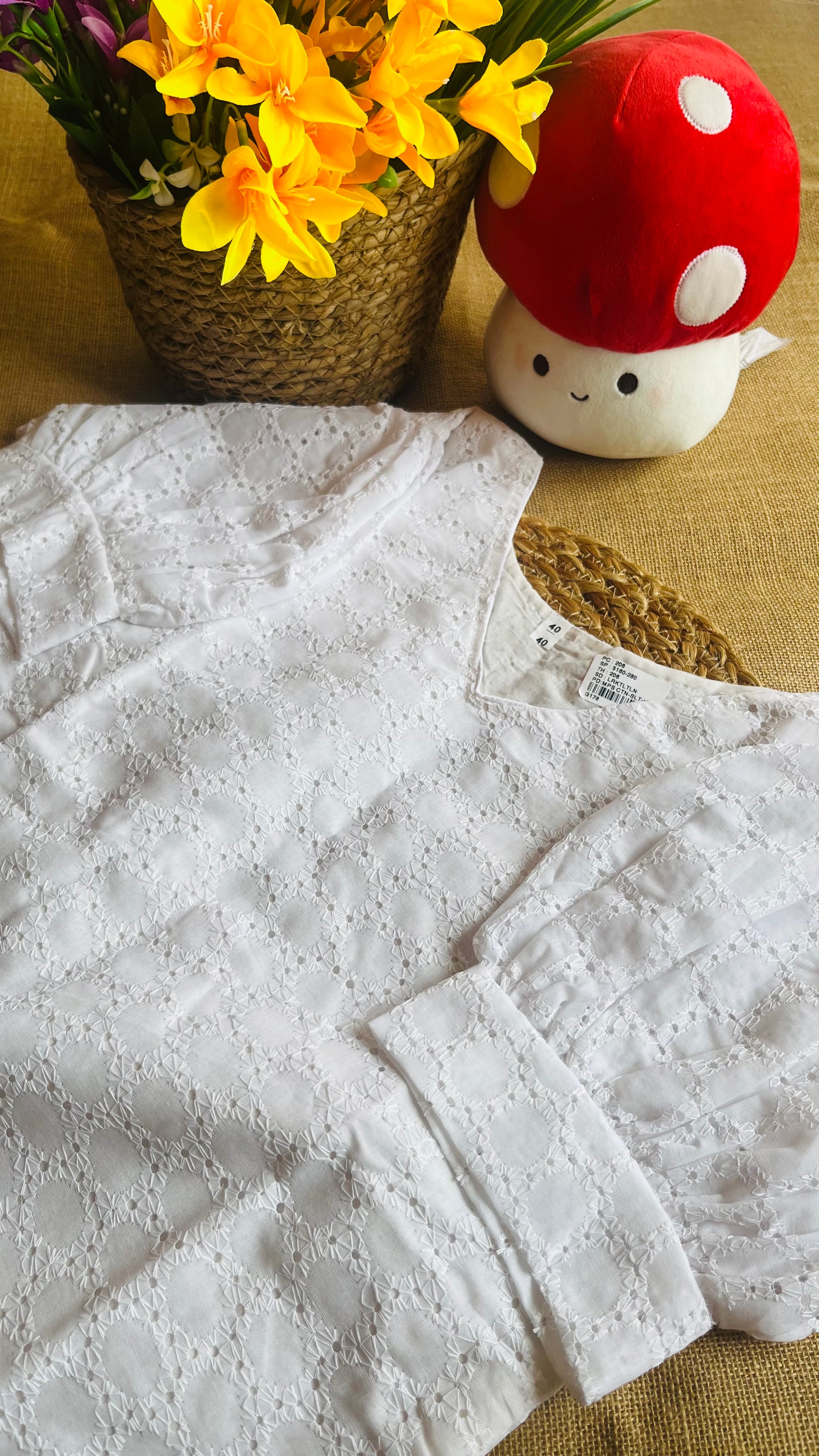 Hakoba slitted kurti with puff sleeves