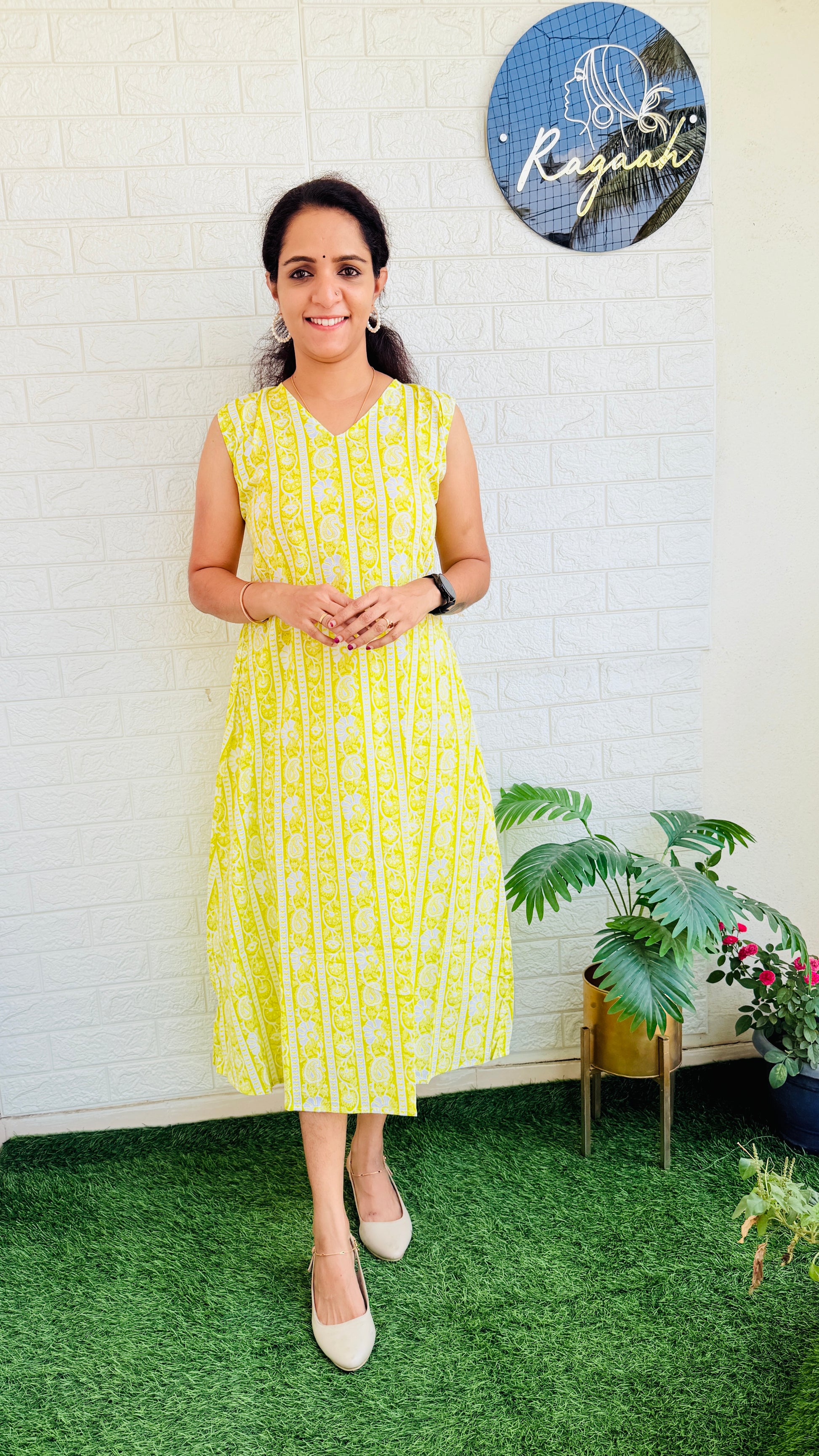 Cotton Sleeve less Kurti RG755 Neon Green