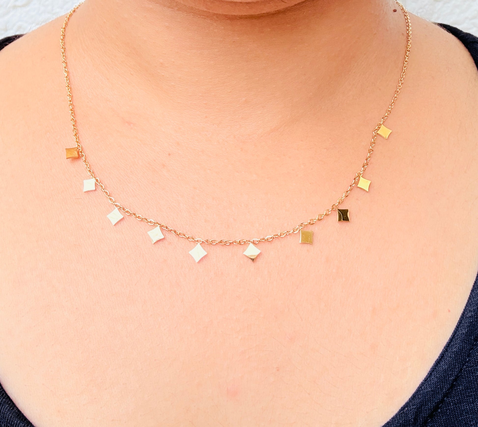 Tiny Sparkles Anti tarnish stainless steel neck Chain RJ125