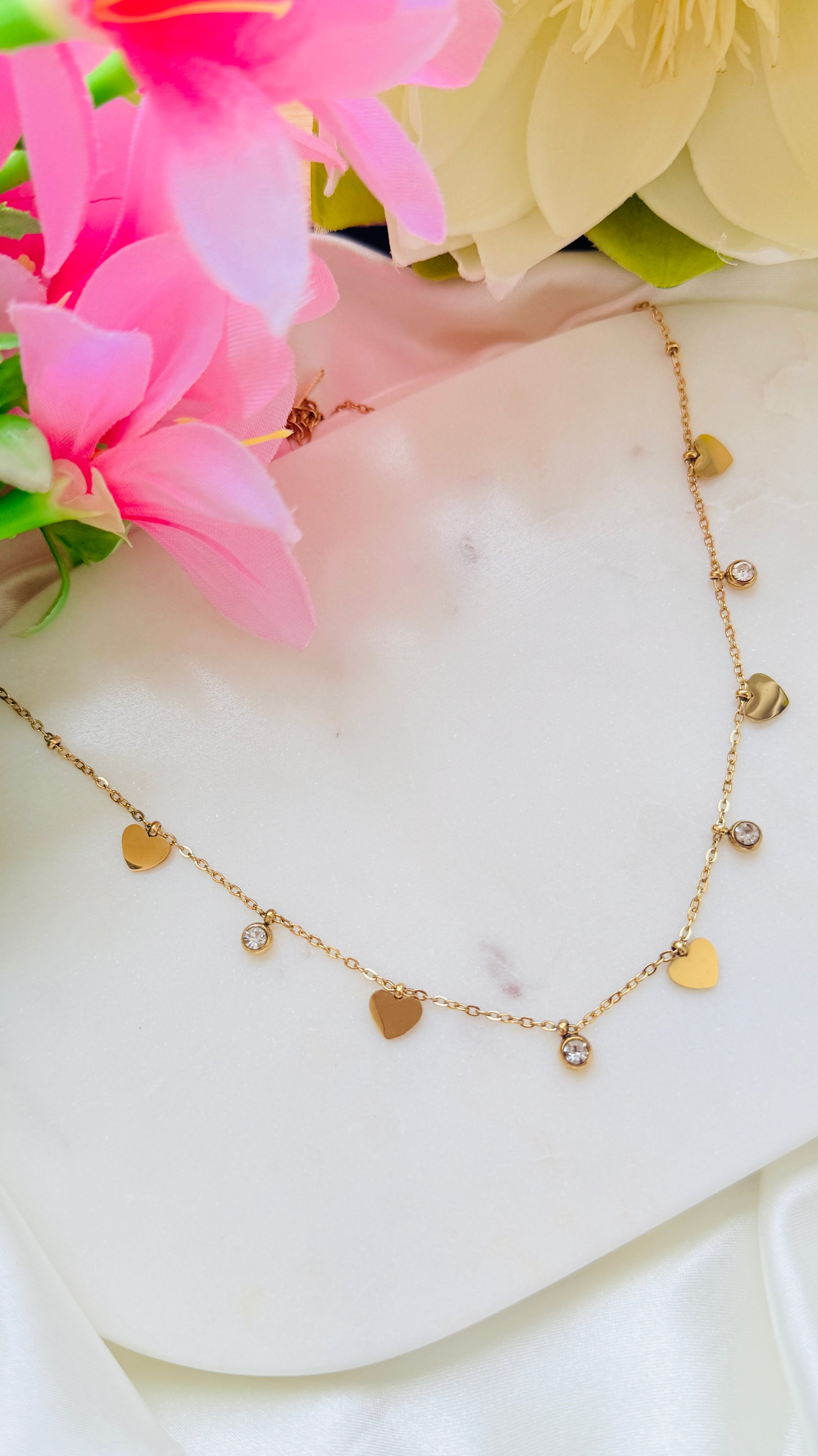 Hearts Glow Antitarnish Neckchain RJ197