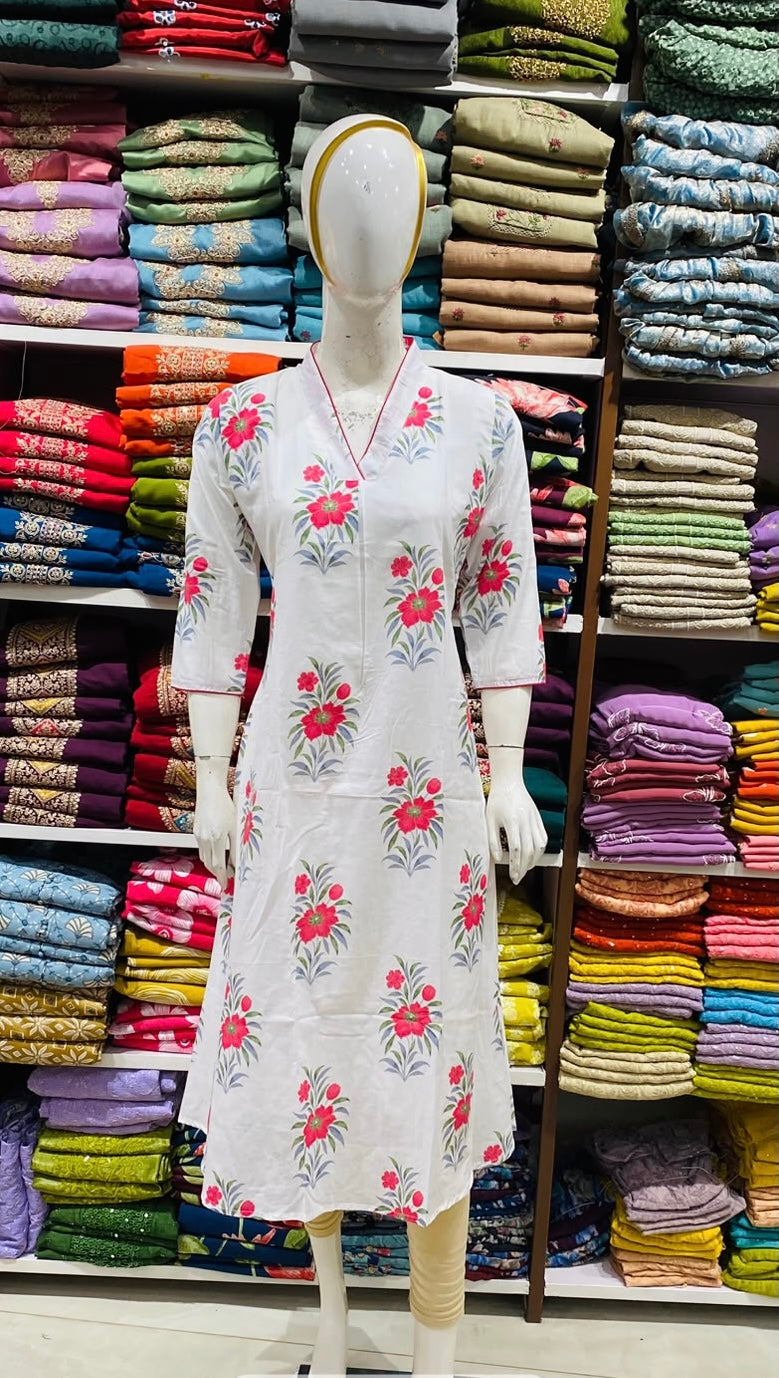 Cotton Printed Aline Kurti RG997