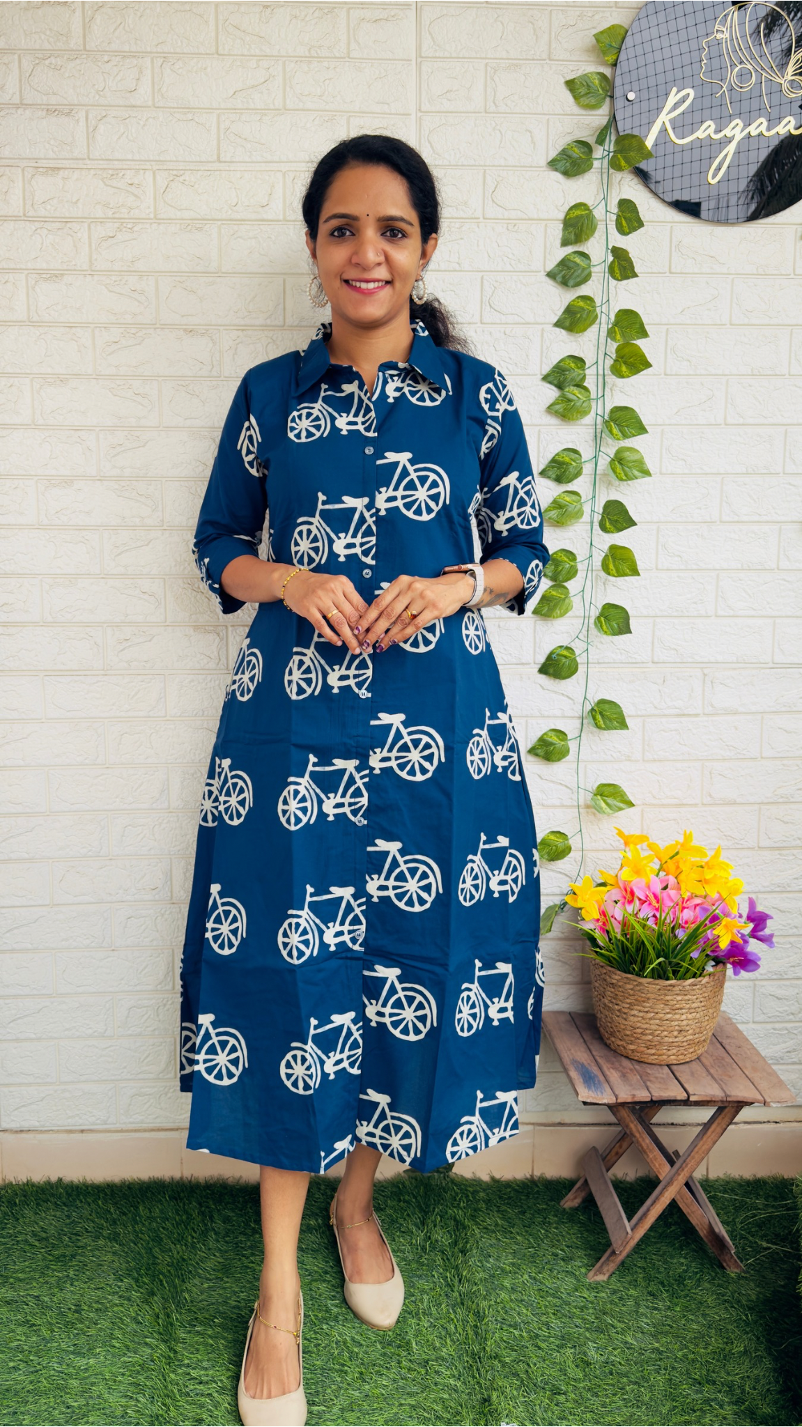 Cycle Cotton Shirt Dress Indigo Blue RG883