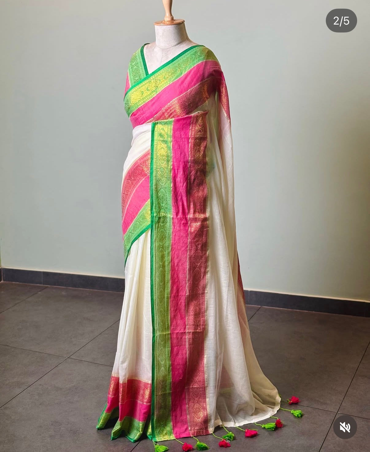 Swarna Kanchi Silk Border  Mul Cotton Sarees RG939