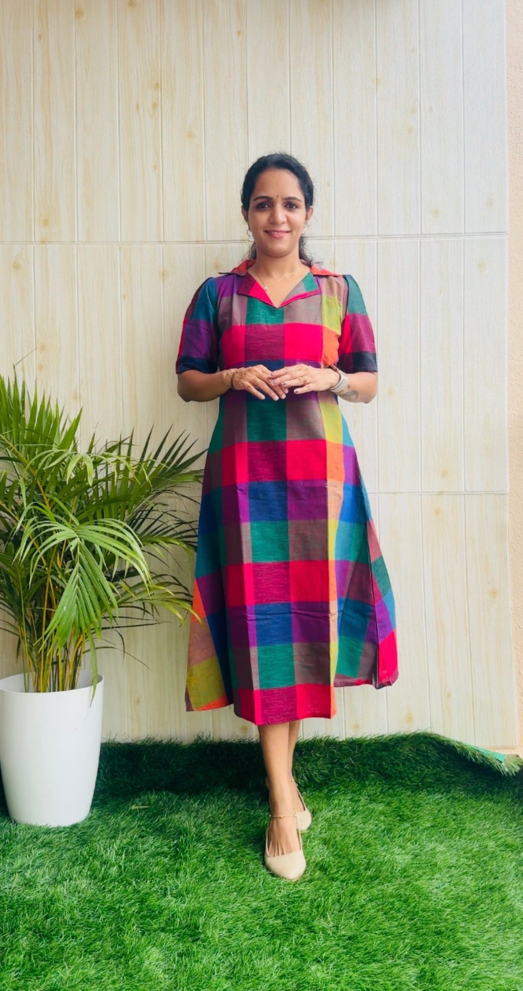 Madras Kattam Aline Kurti RG994