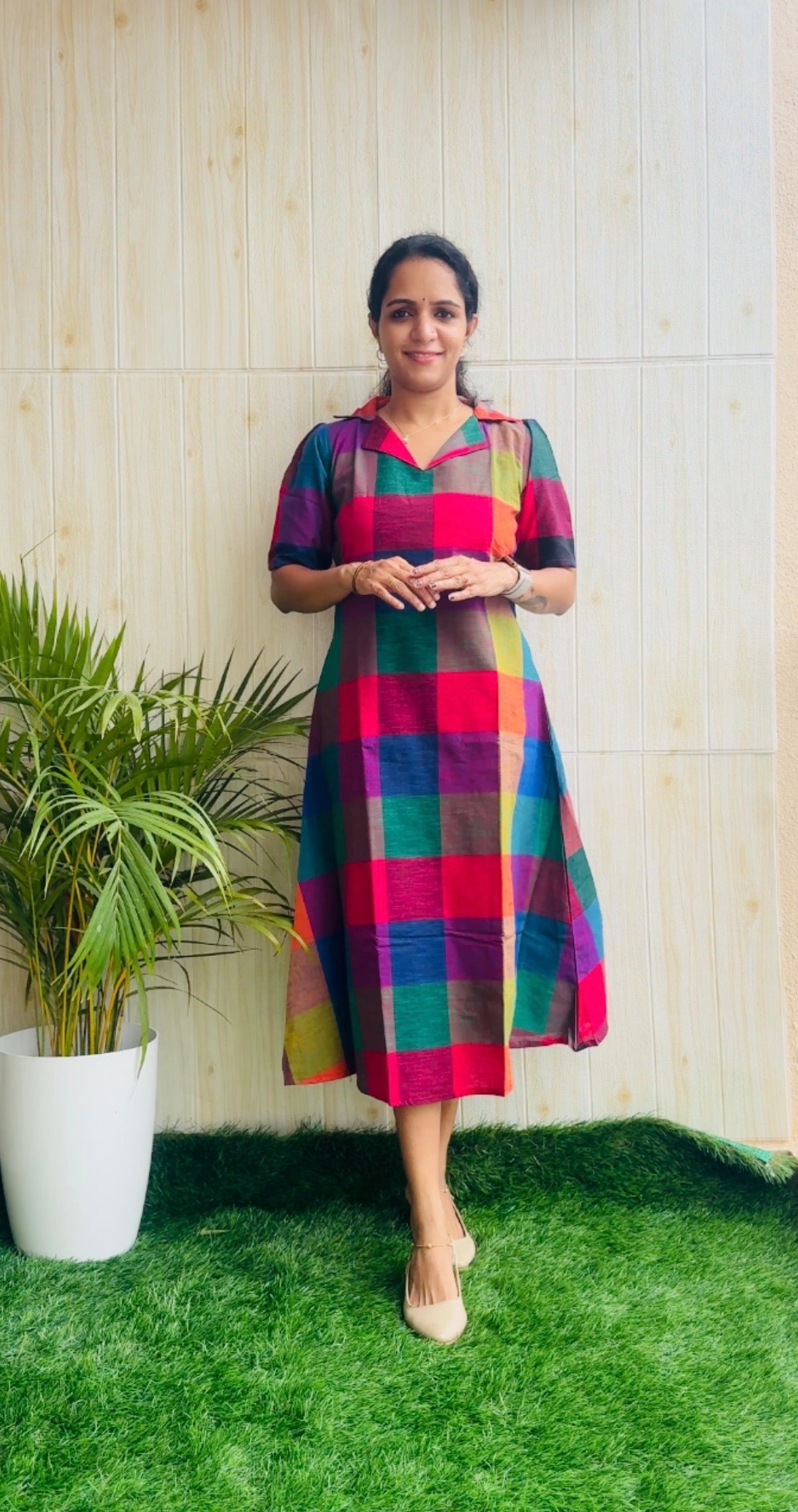 Madras Kattam Aline Kurti RG994