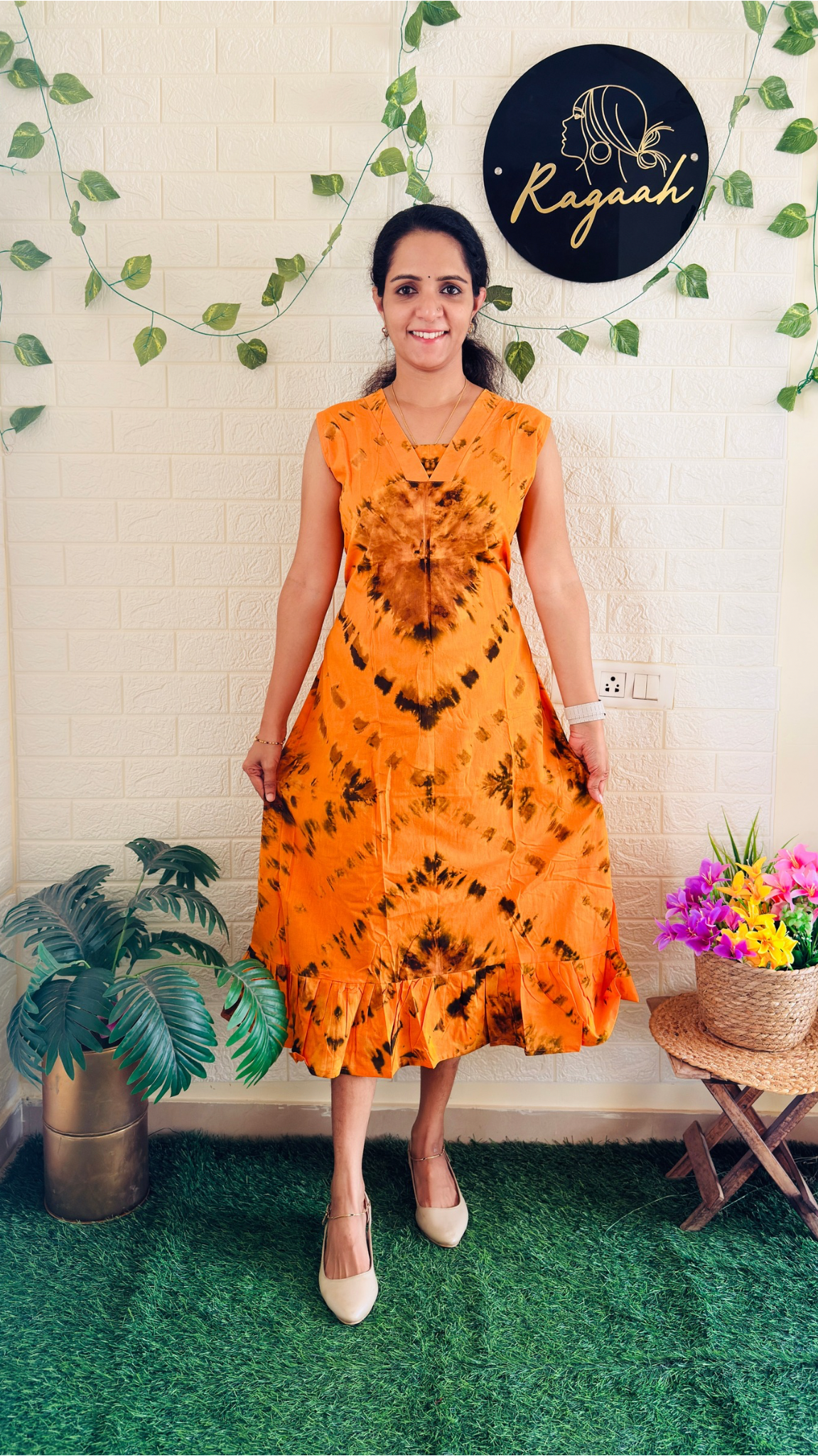 Chungudi Cotton Frock With Extra Sleeve RG905