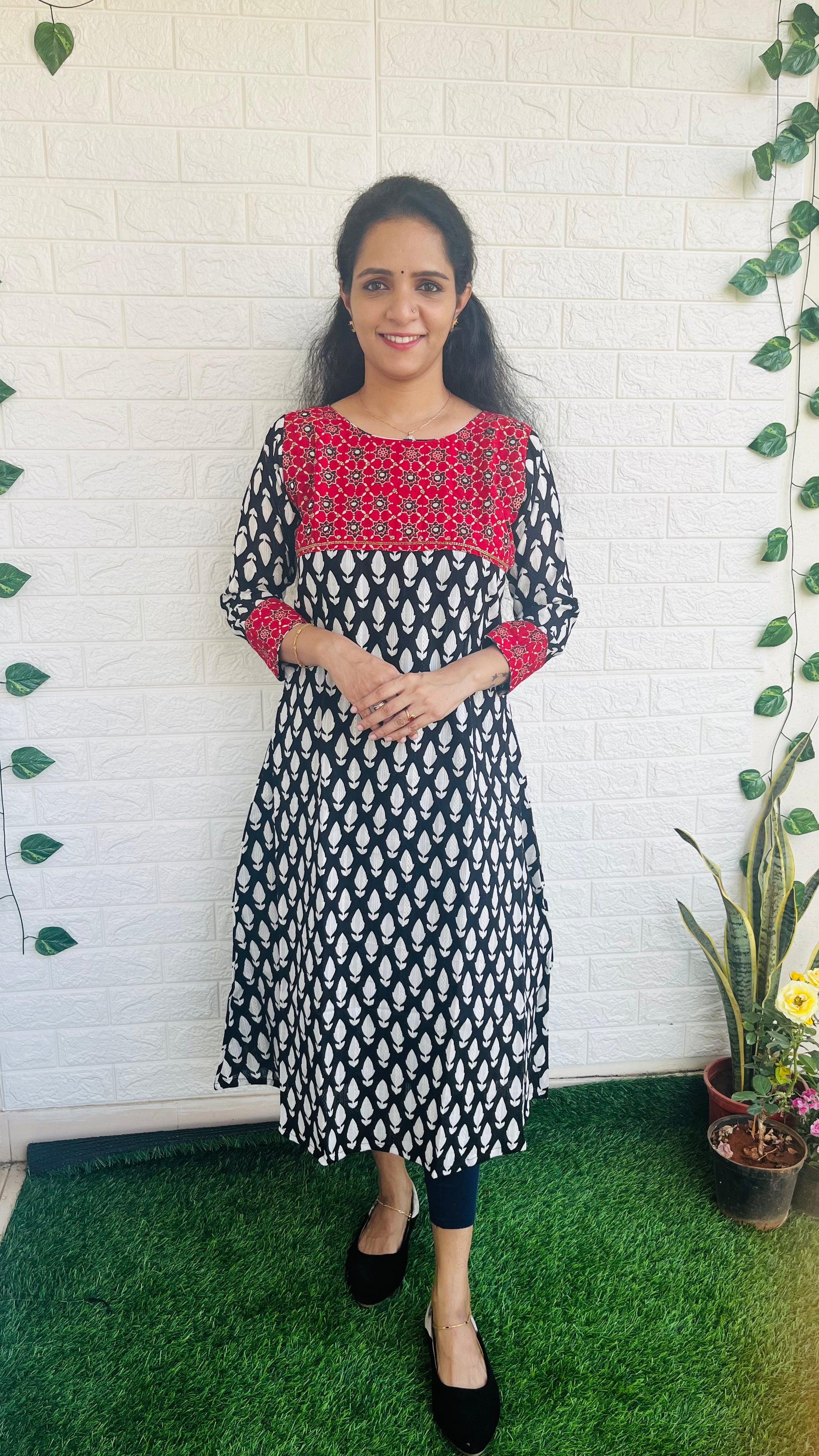 RG301 Ajrakh patch work kurti