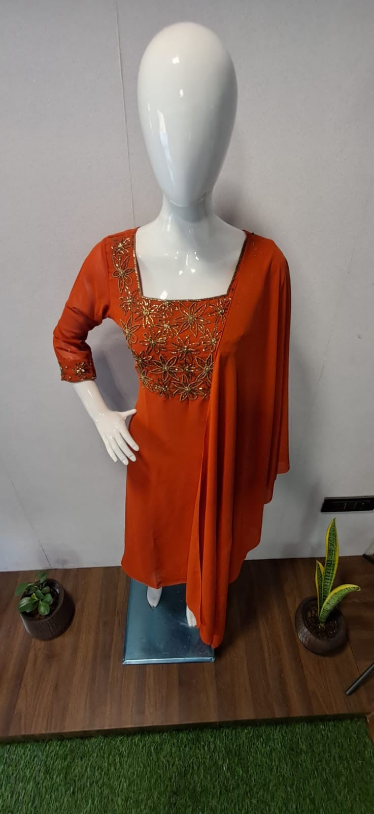 Party Wear Georgette Aline Kurti + Dupatta Set RG996