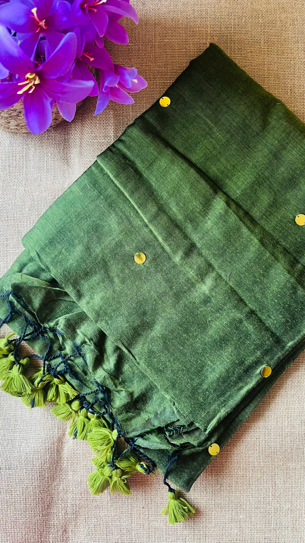 RG508 Mul Mul Cotton Coin Saree Green