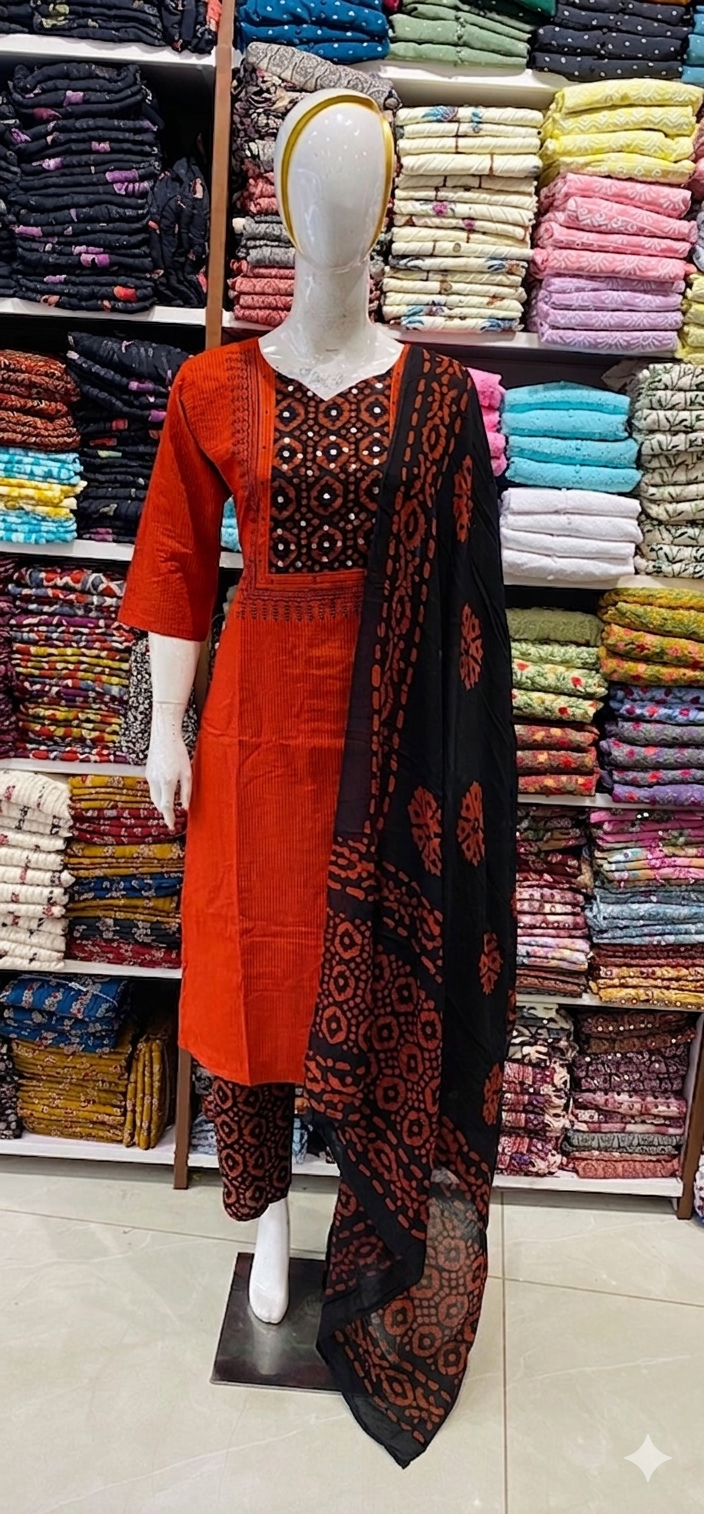 Kantha Cotton Stiched 3pc set RG467