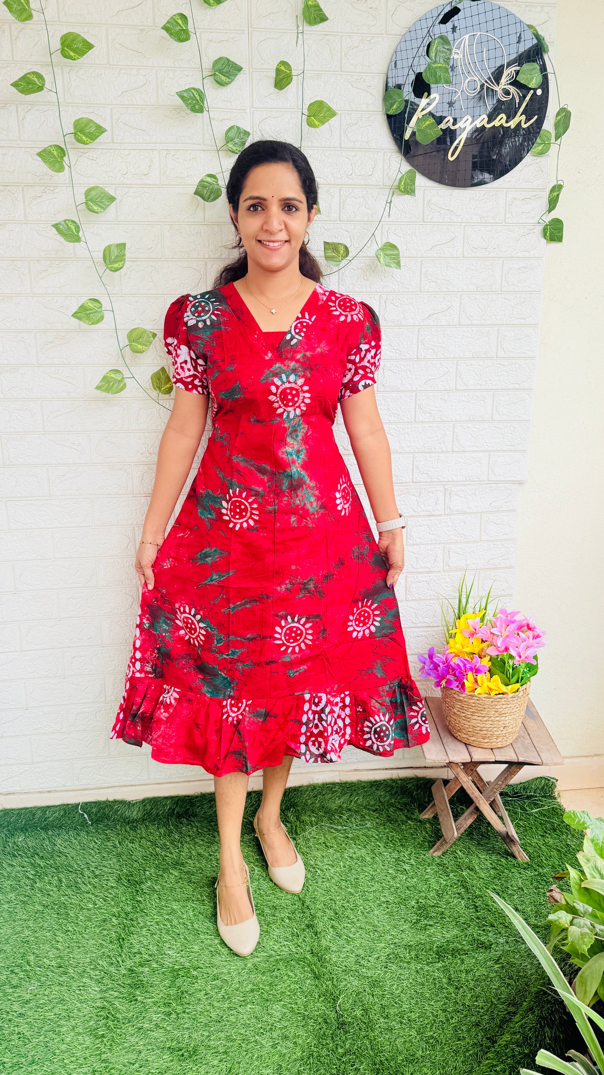 Cotton Chungudi Frock RG864 Red