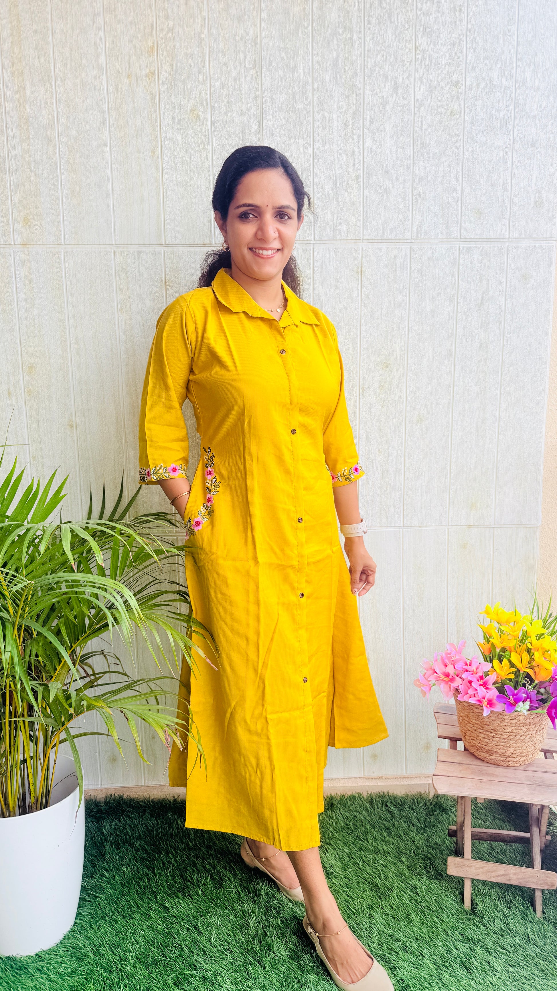 Embroidery Aline Shirt Dress RG1002