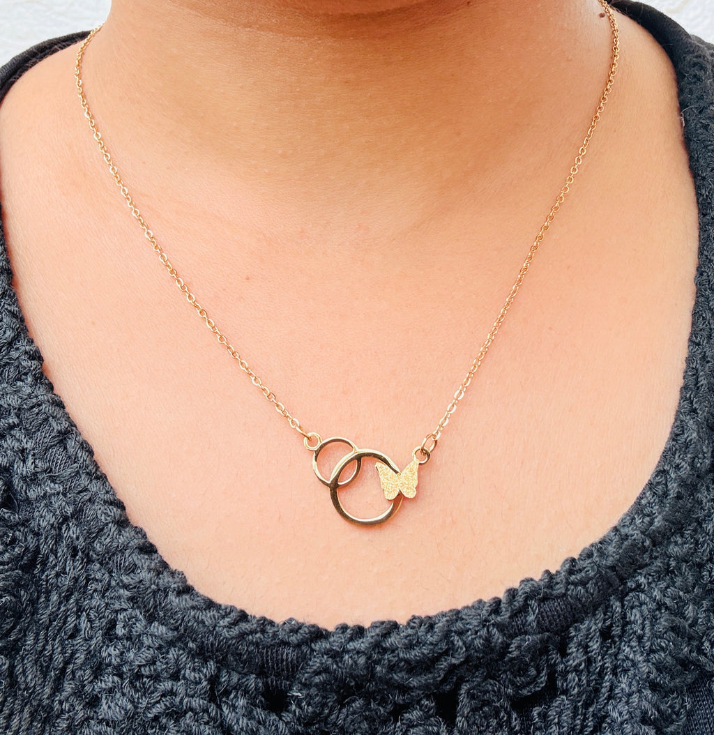 Butterfly Loop Anti tarnish stainless steel neck Chain RJ137