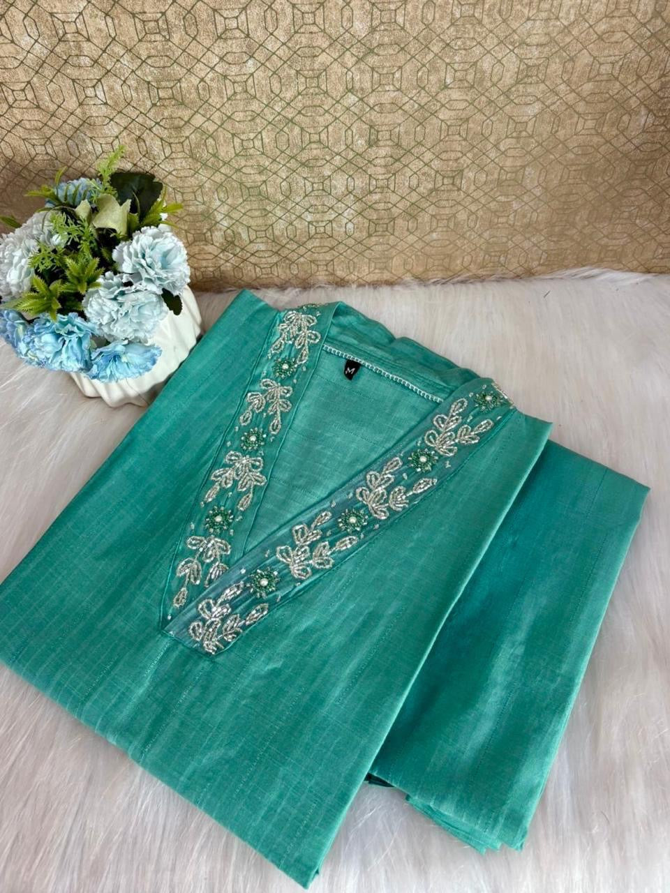 Party wear Top & Bottom Set RG823 Green