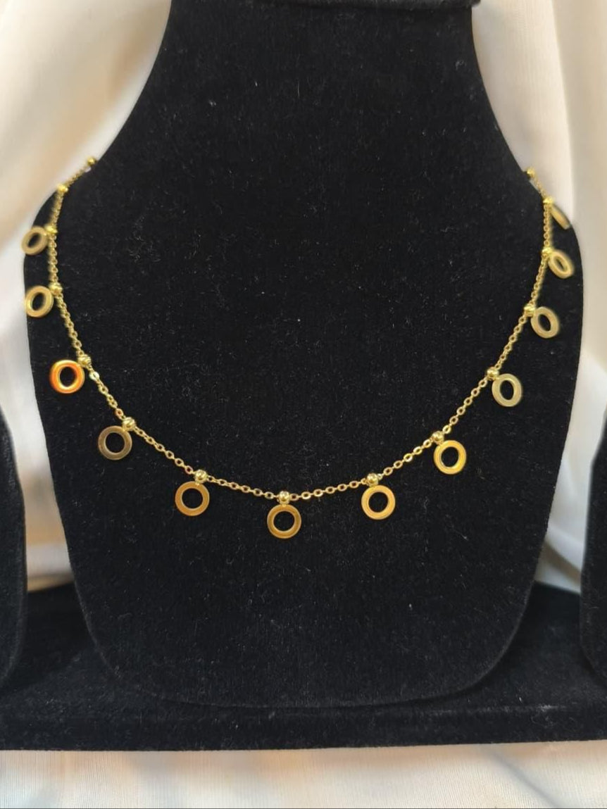 Circle Charm Anti tarnish stainless steel neck Chain RJ215
