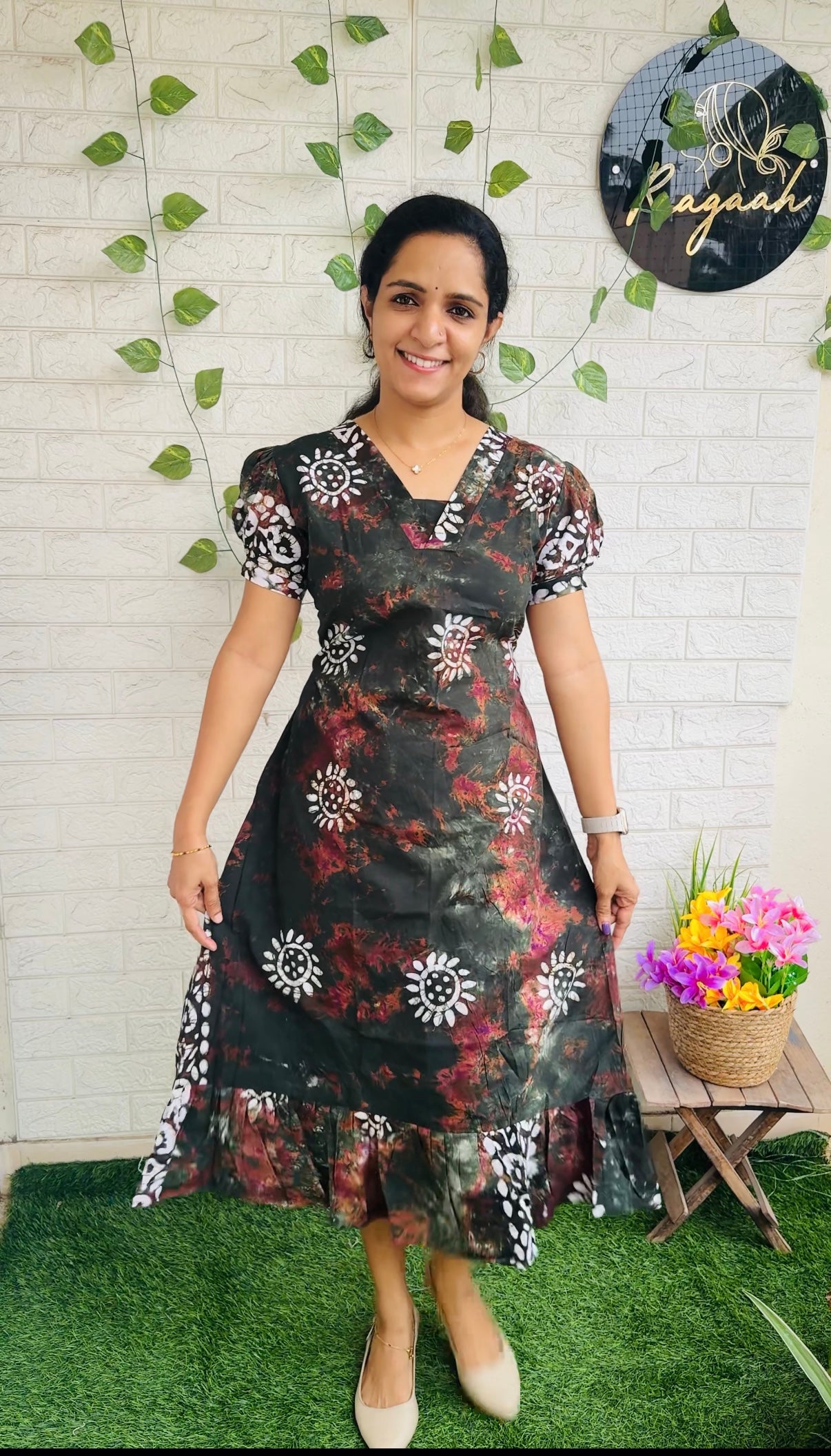 Cotton Chungudi Frock RG864 Dark Green