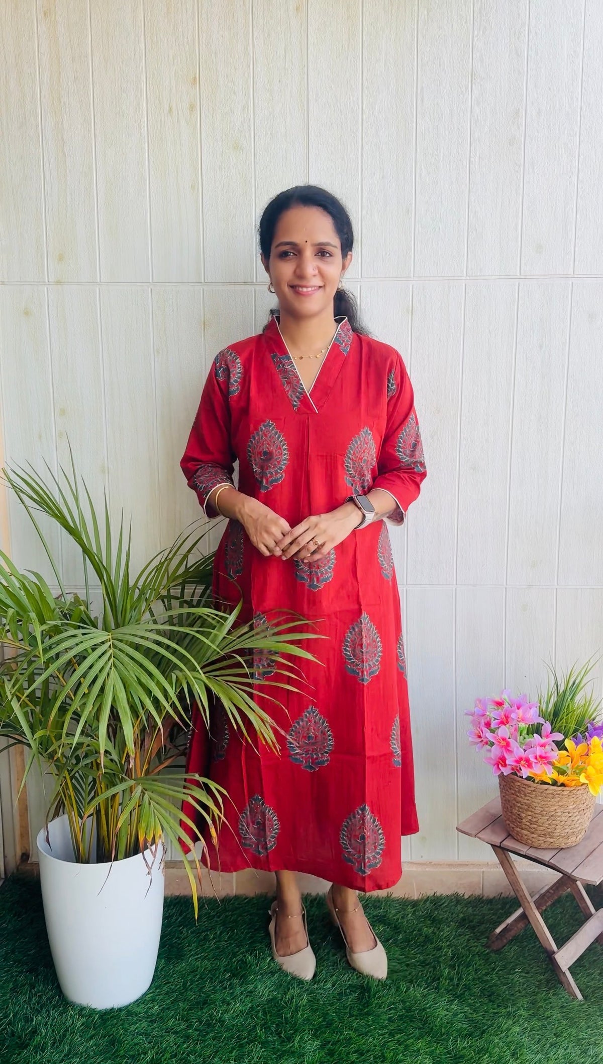 Cotton Printed Aline Kurti RG1007