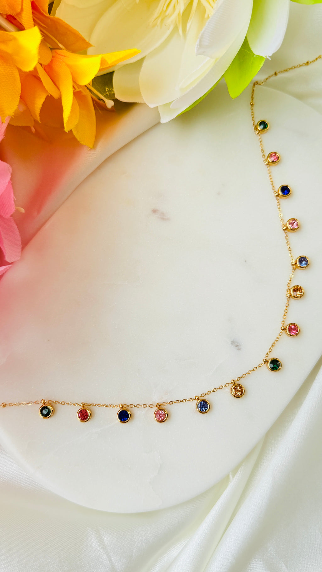 Rainbow Bubbles  Anti tarnish stainless steel neck Chain RJ173