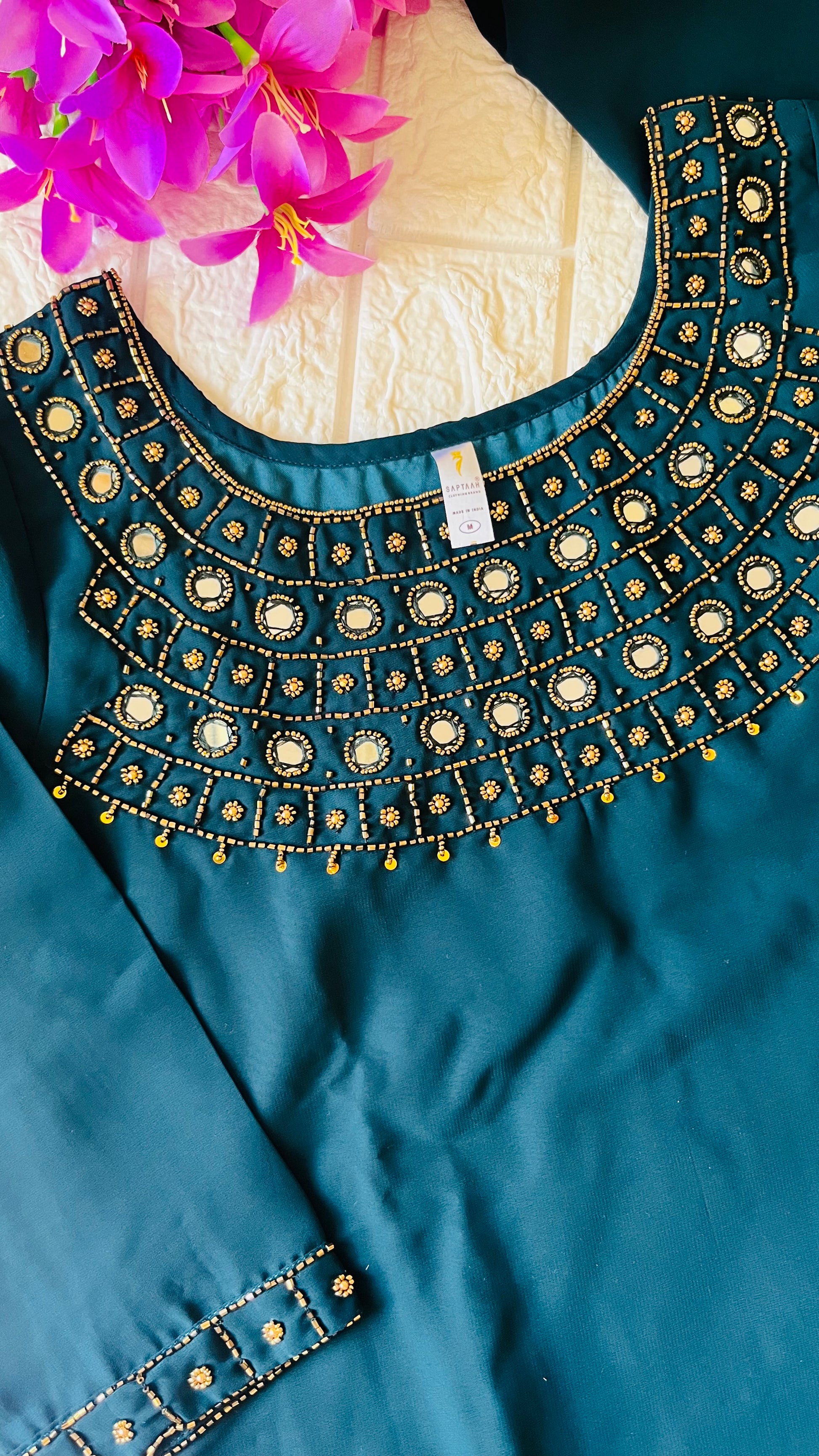 Heavy Handwork Aline kurti + dupatta