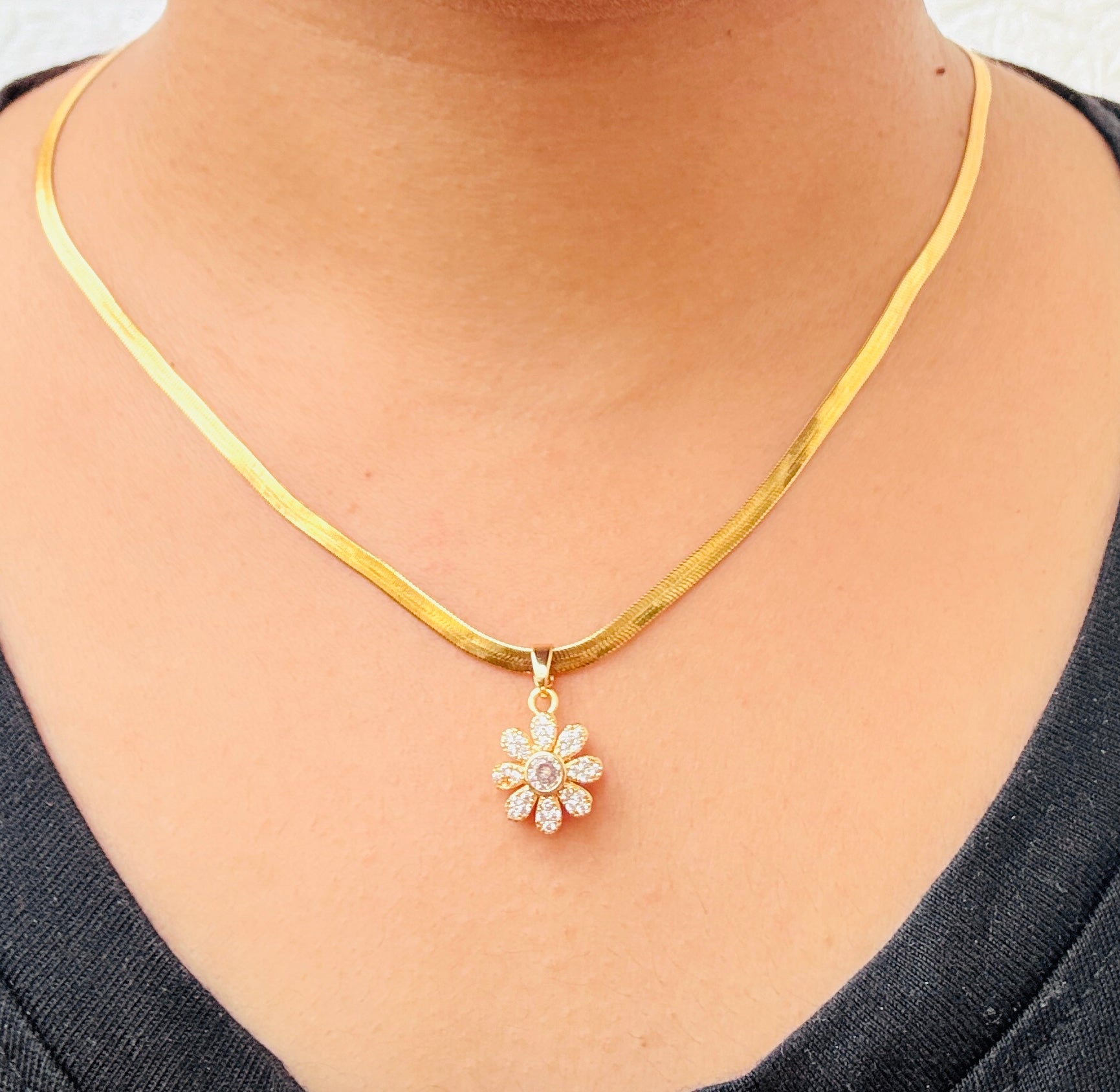 Spinning Daisy Anti tarnish stainless steel neck Chain RJ75