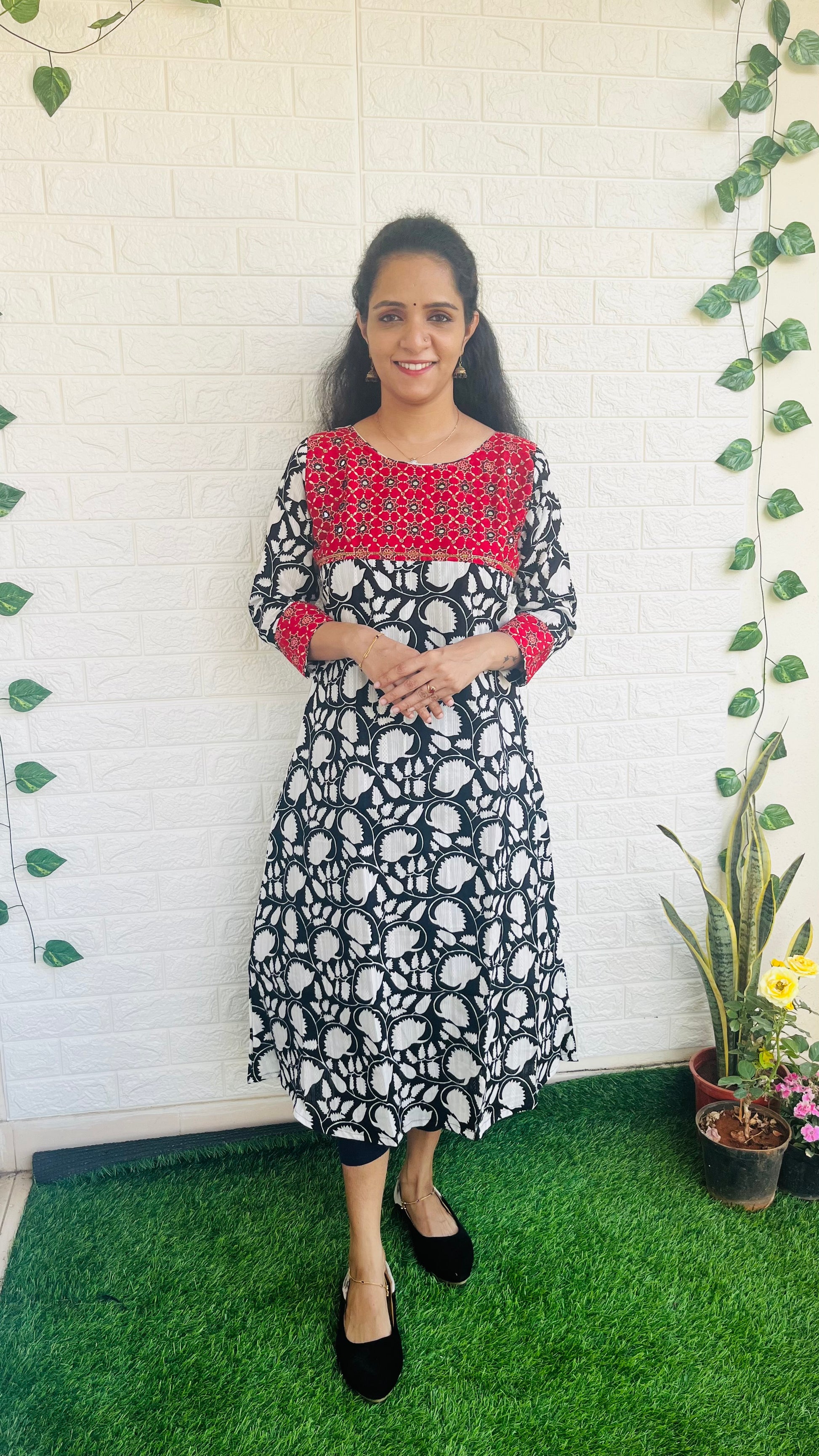 RG301 Ajrakh patch work kurti