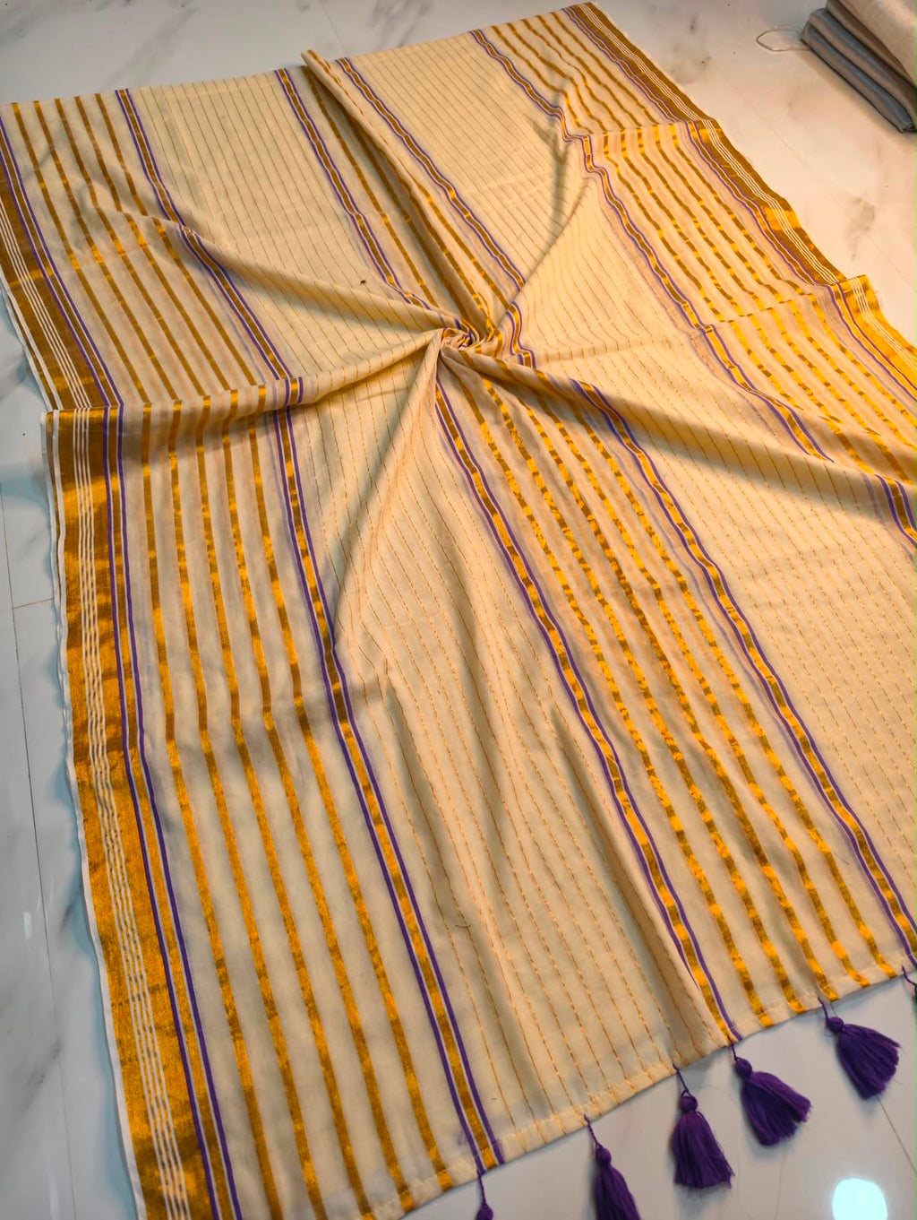 Veena Purple Mul Cotton Sarees RG9