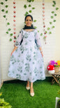 Flared georgette handwork anarkali + dupatta Green