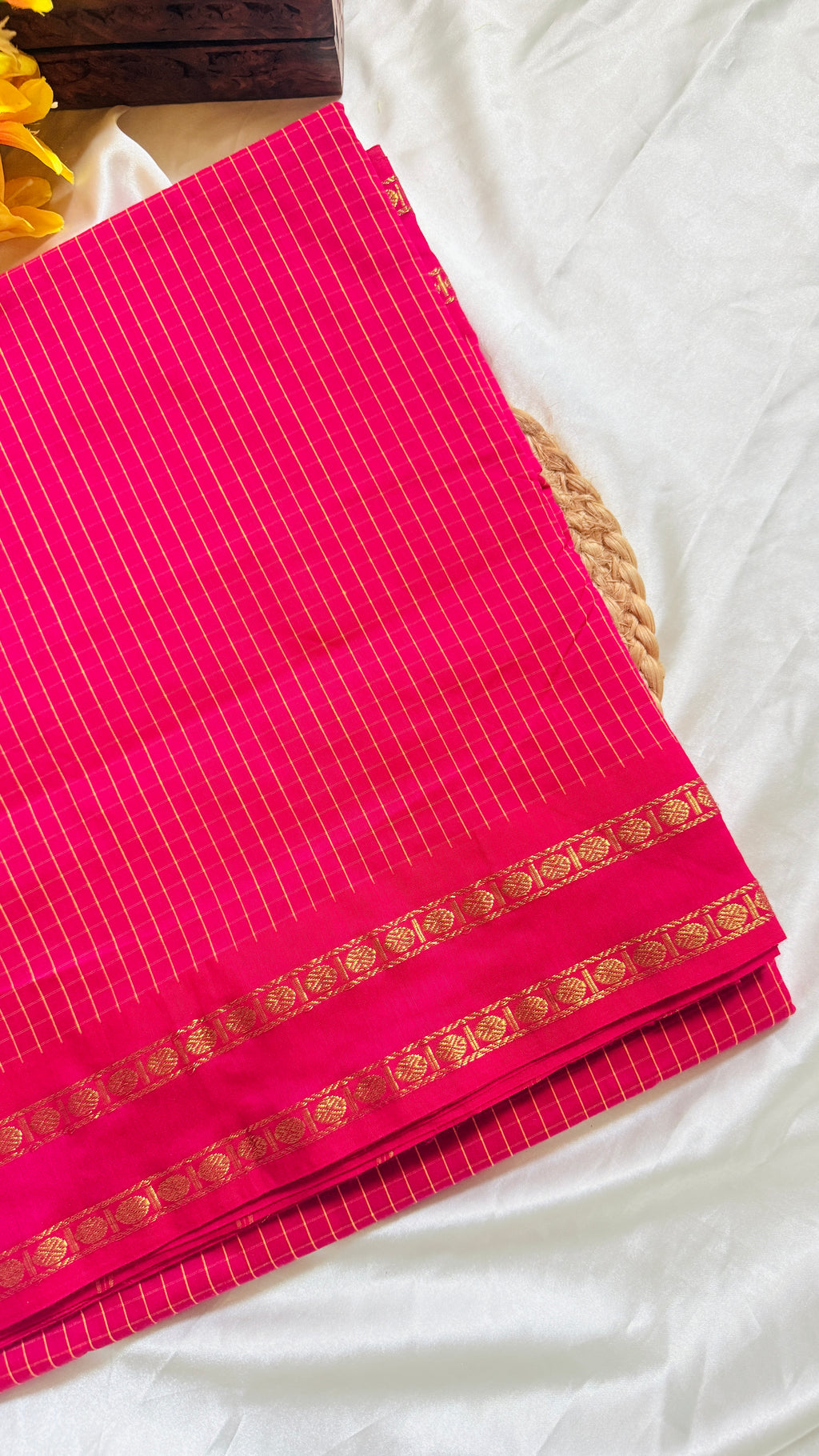 Kalyani Checked Cotton Saree RG1000 Rani Pink