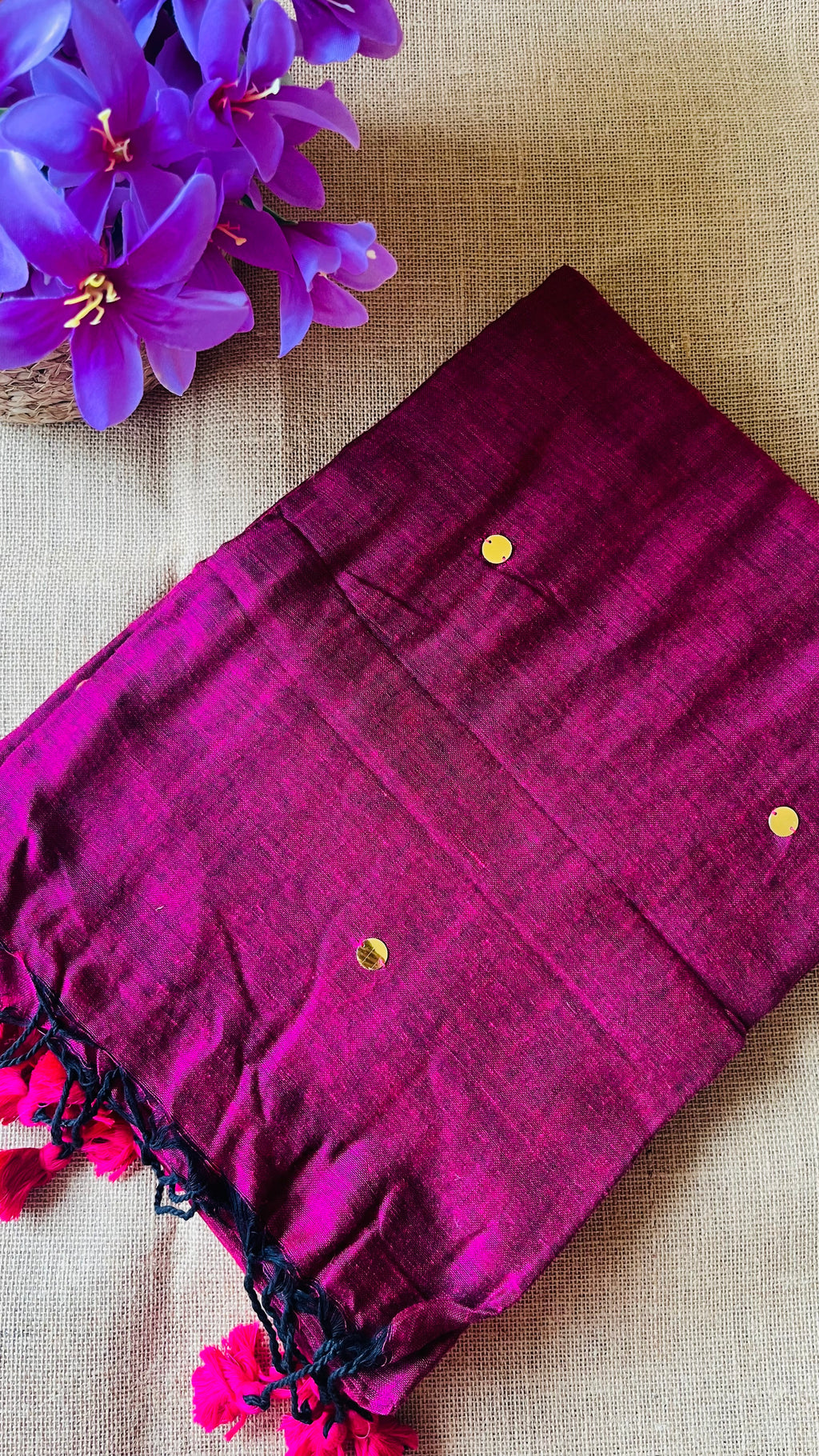 RG508 Mul Mul Cotton Coin Saree Grape Color