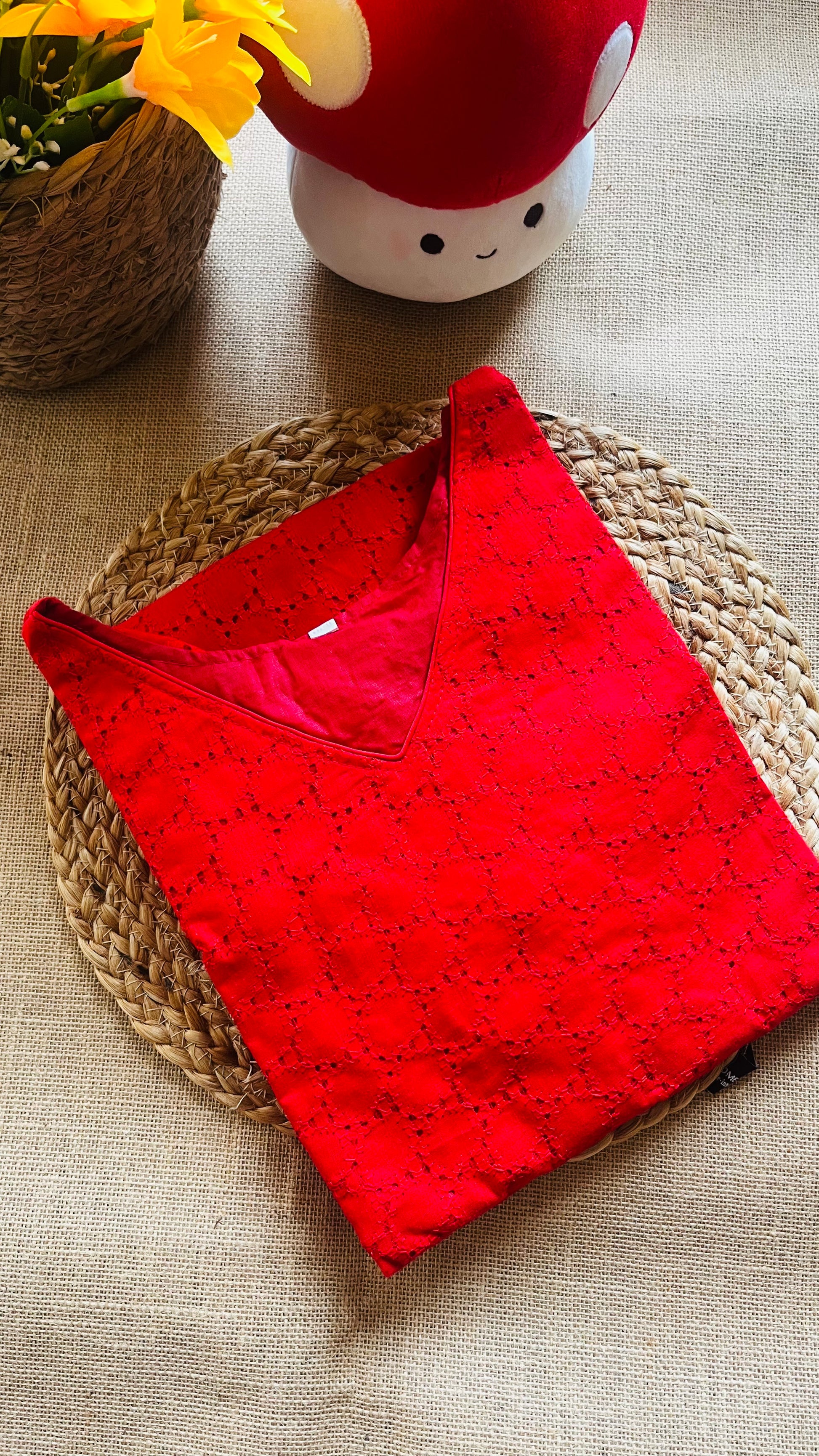 Hakoba slitted kurti with puff sleeves