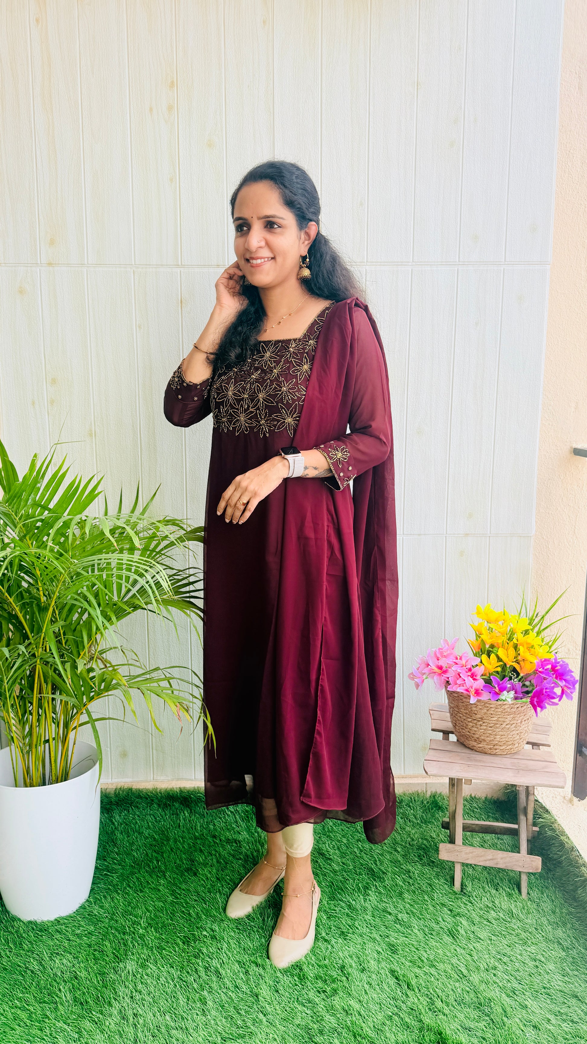 Party Wear Georgette Aline Kurti + Dupatta Set RG996