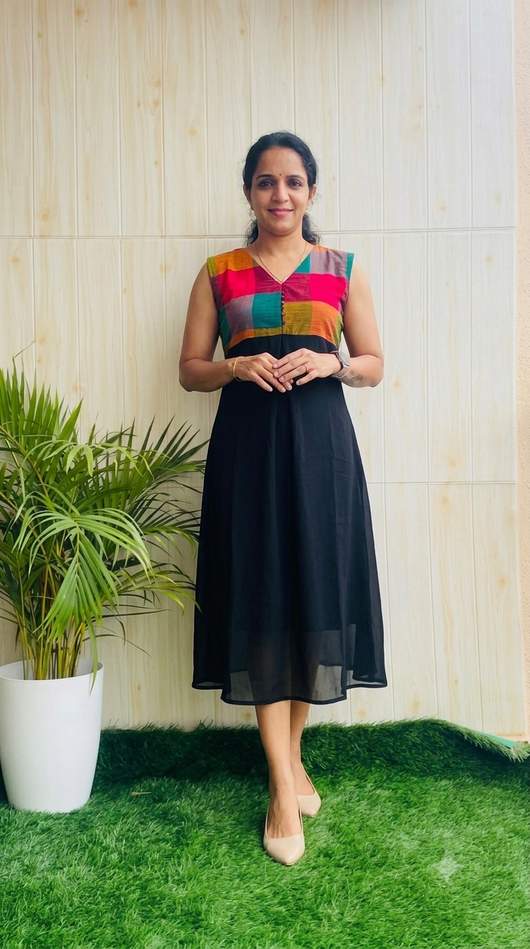 Georgette Madras Kattam Frock RG1008