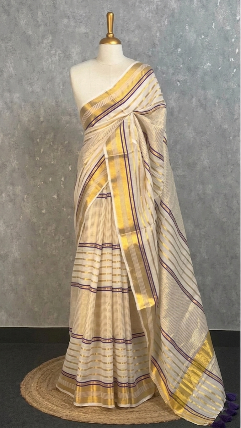 Veena Purple Mul Cotton Sarees RG9