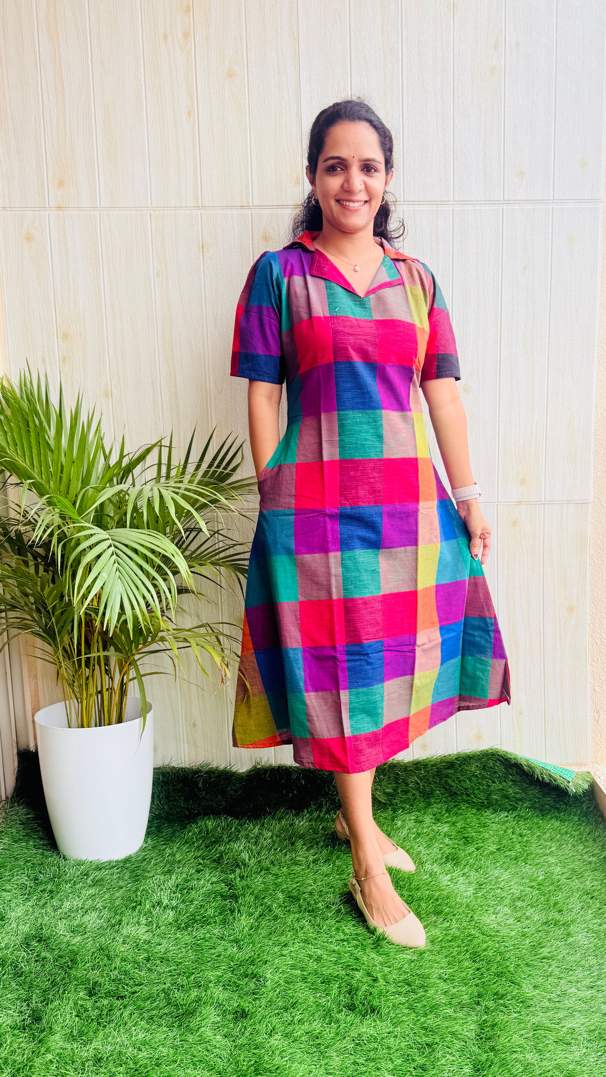 Madras Kattam Aline Kurti RG994