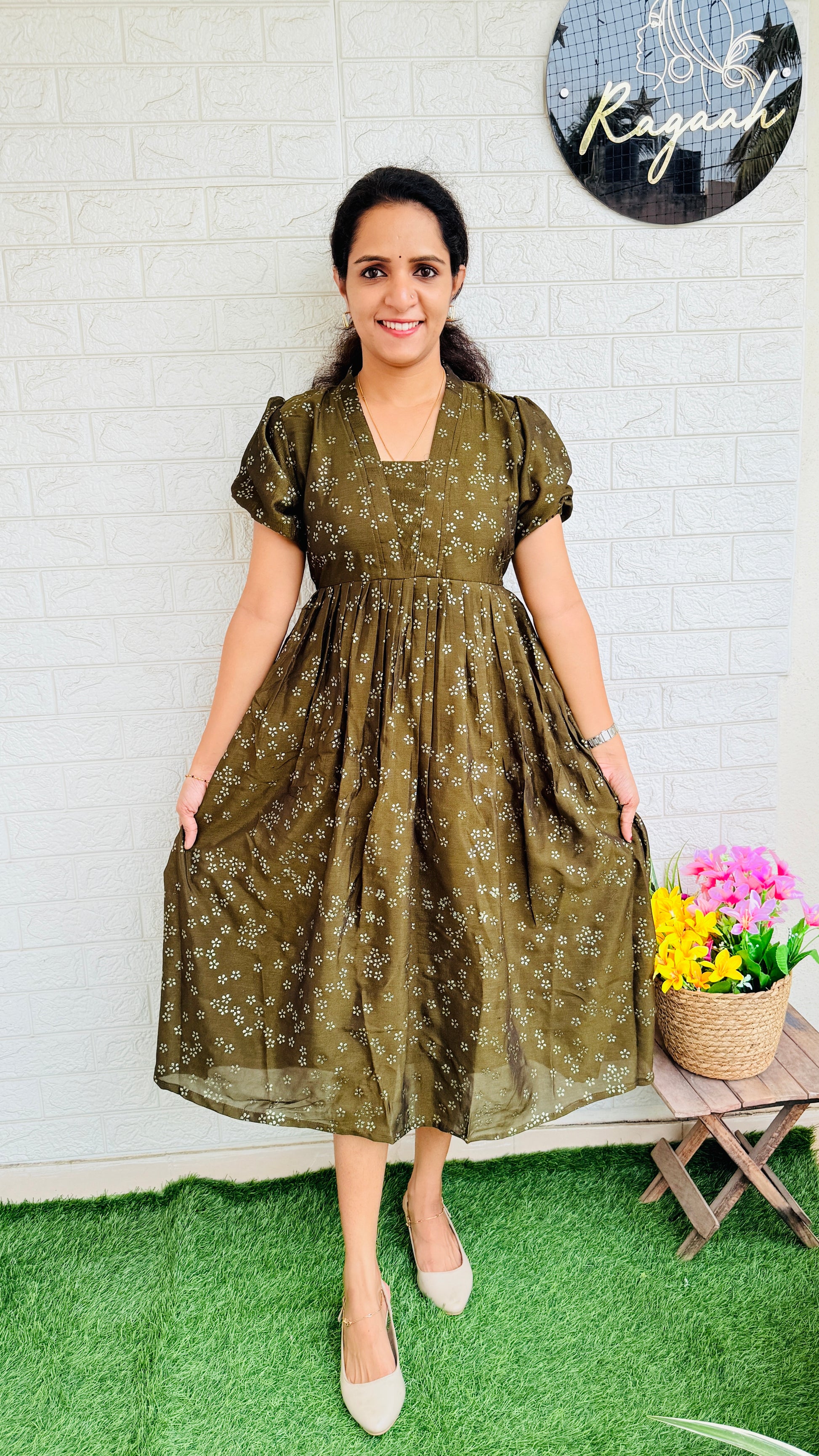 Vijithra Silk Frock RG825 Green