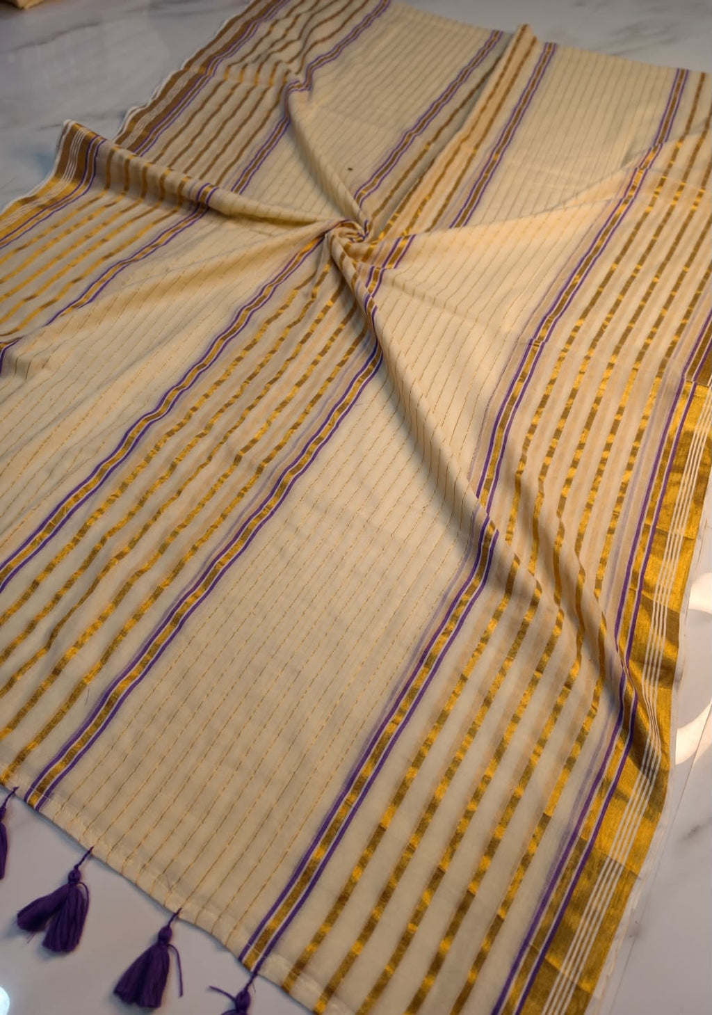 Veena Purple Mul Cotton Sarees RG9