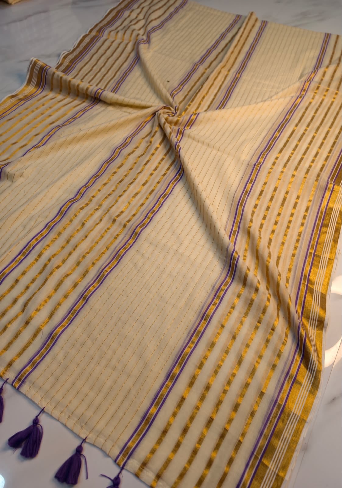 Veena Purple Mul Cotton Sarees RG9