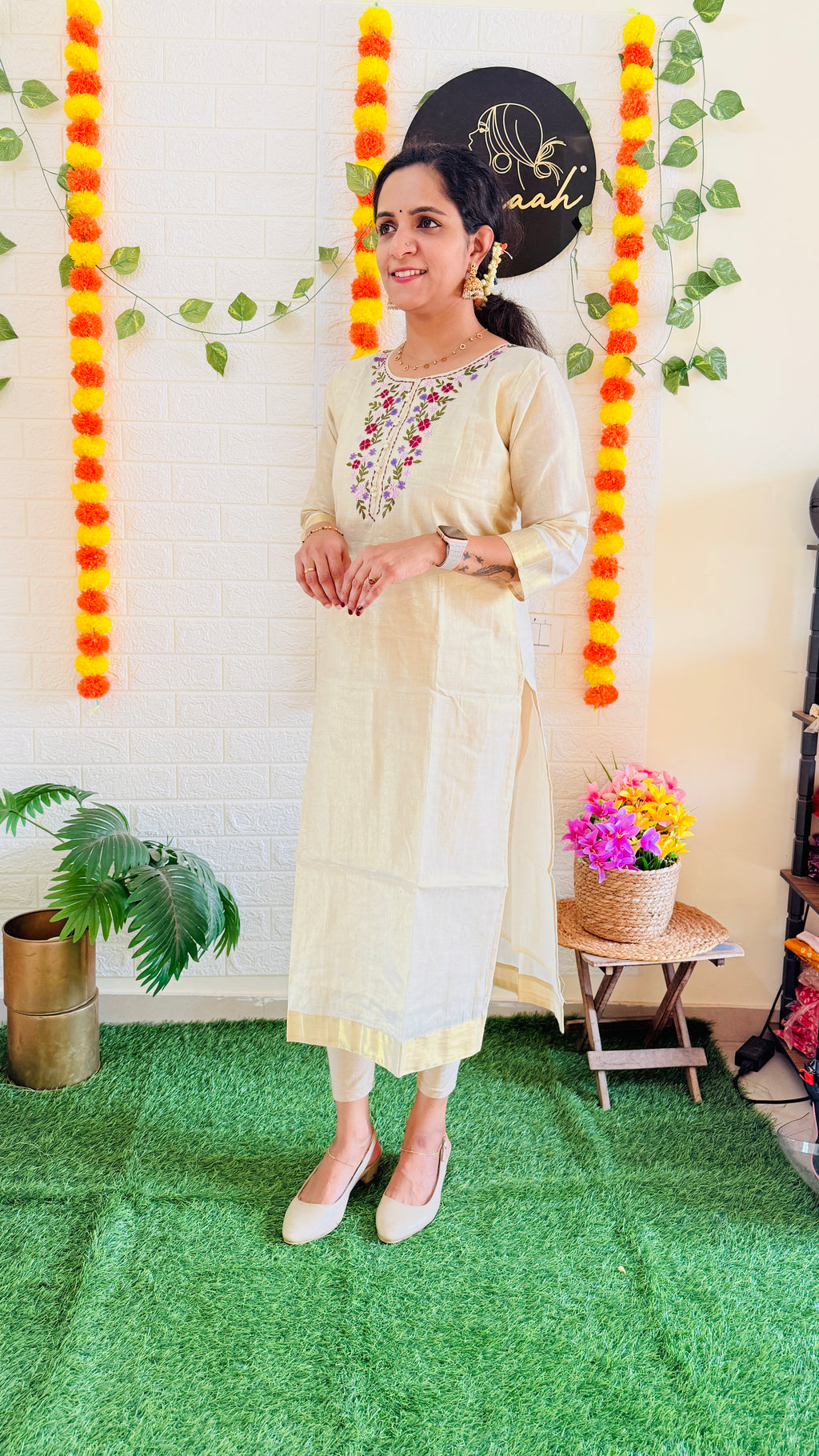 Vishu Collection Flower Embroidery