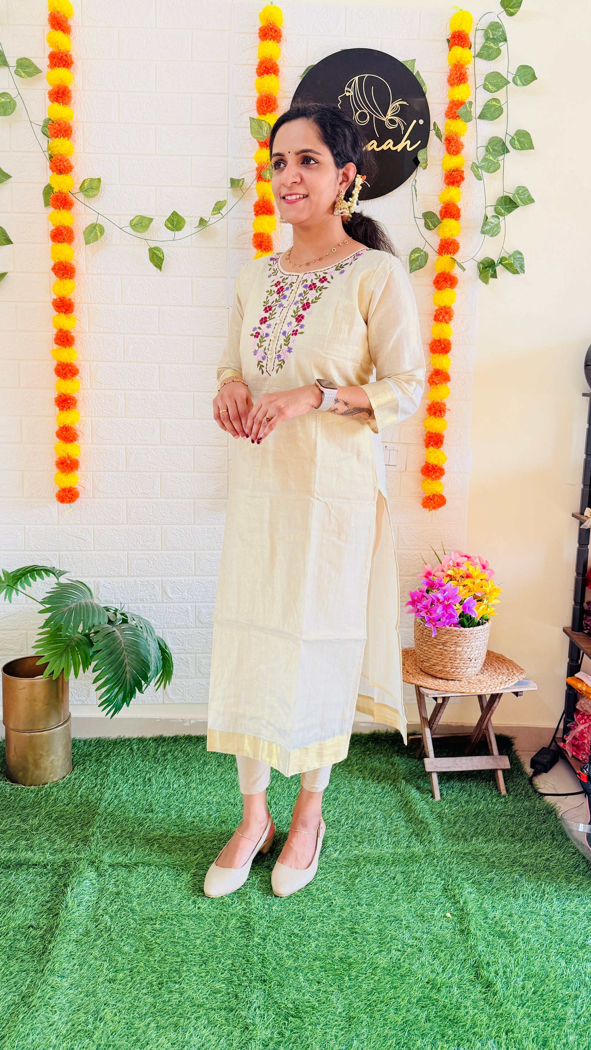 Vishu Collection Flower Embroidery