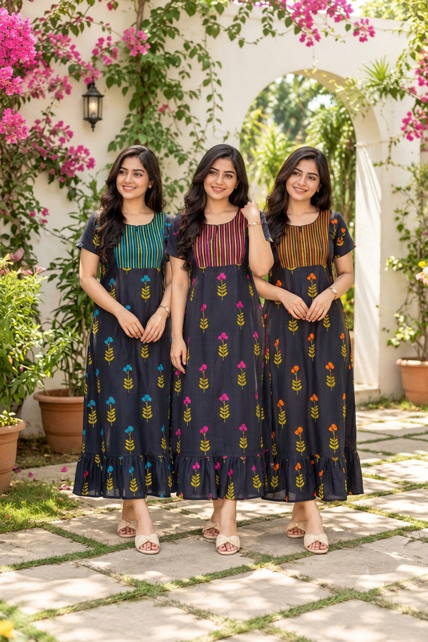 Feeding Black Blossom Frock RG1009