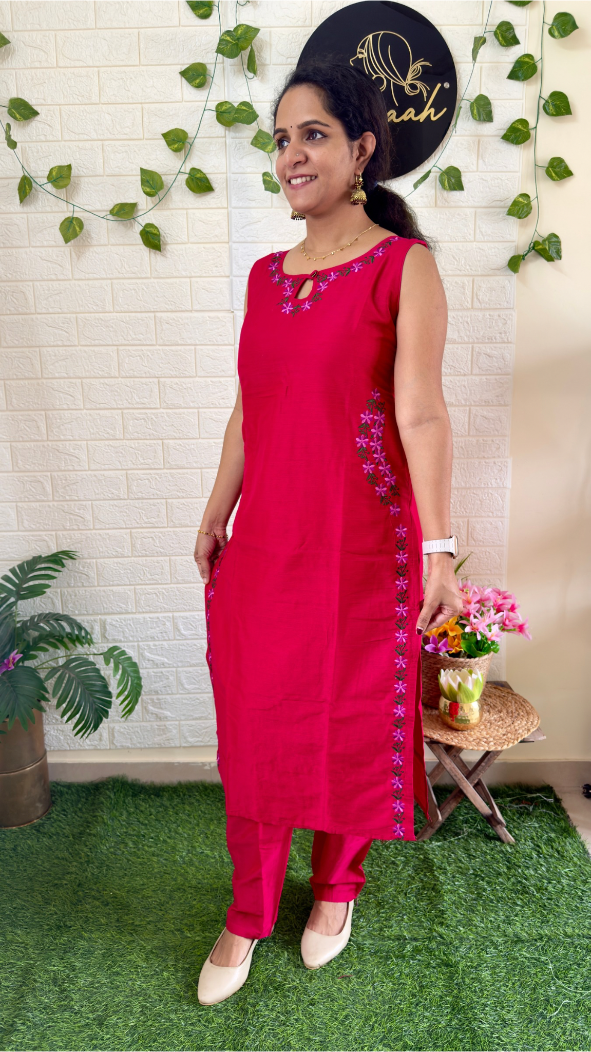 Beautiful Slub Cotton Cord Set Pink RG895