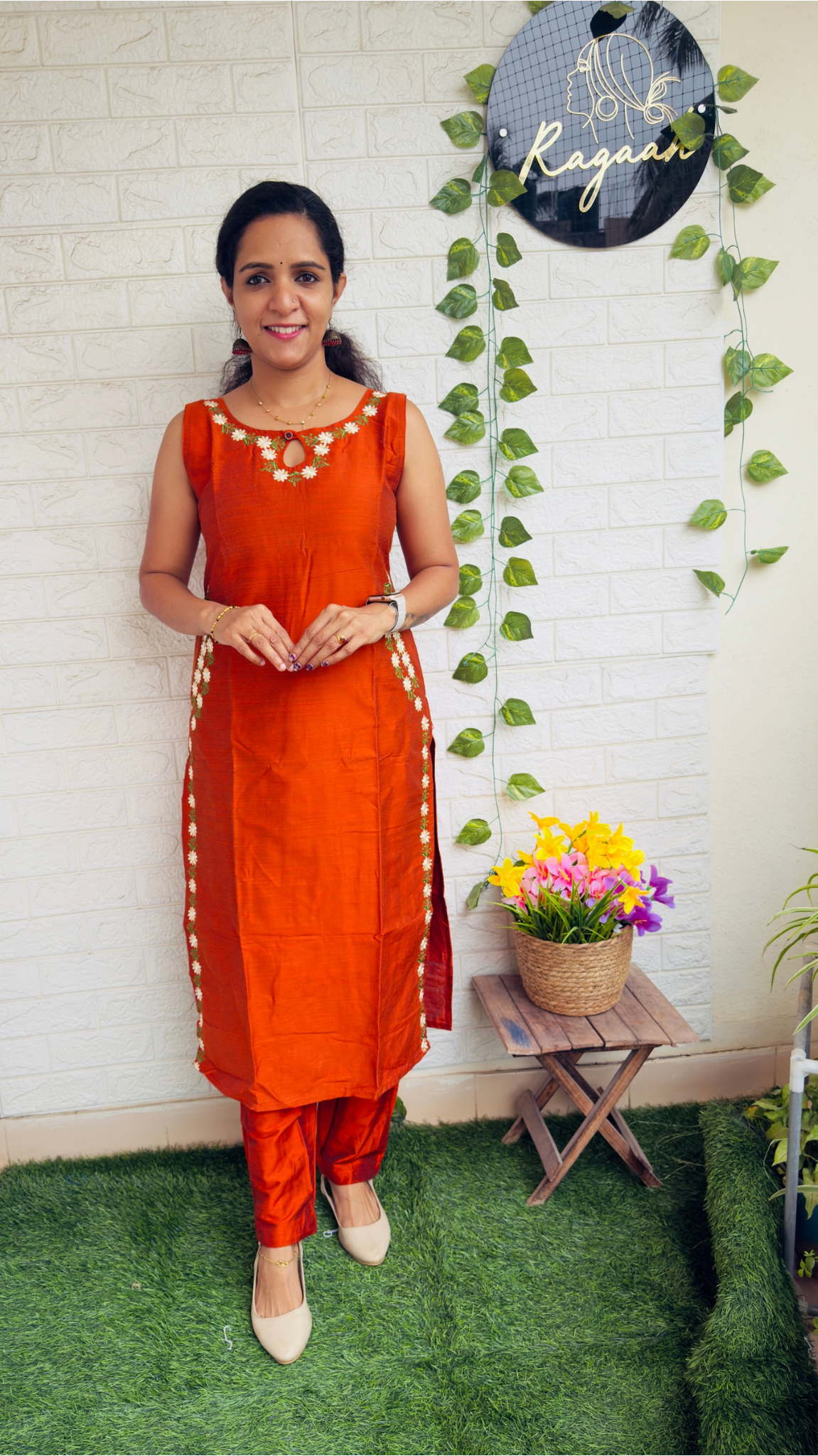 Beautiful Slub Cotton Cord Set Orange RG885