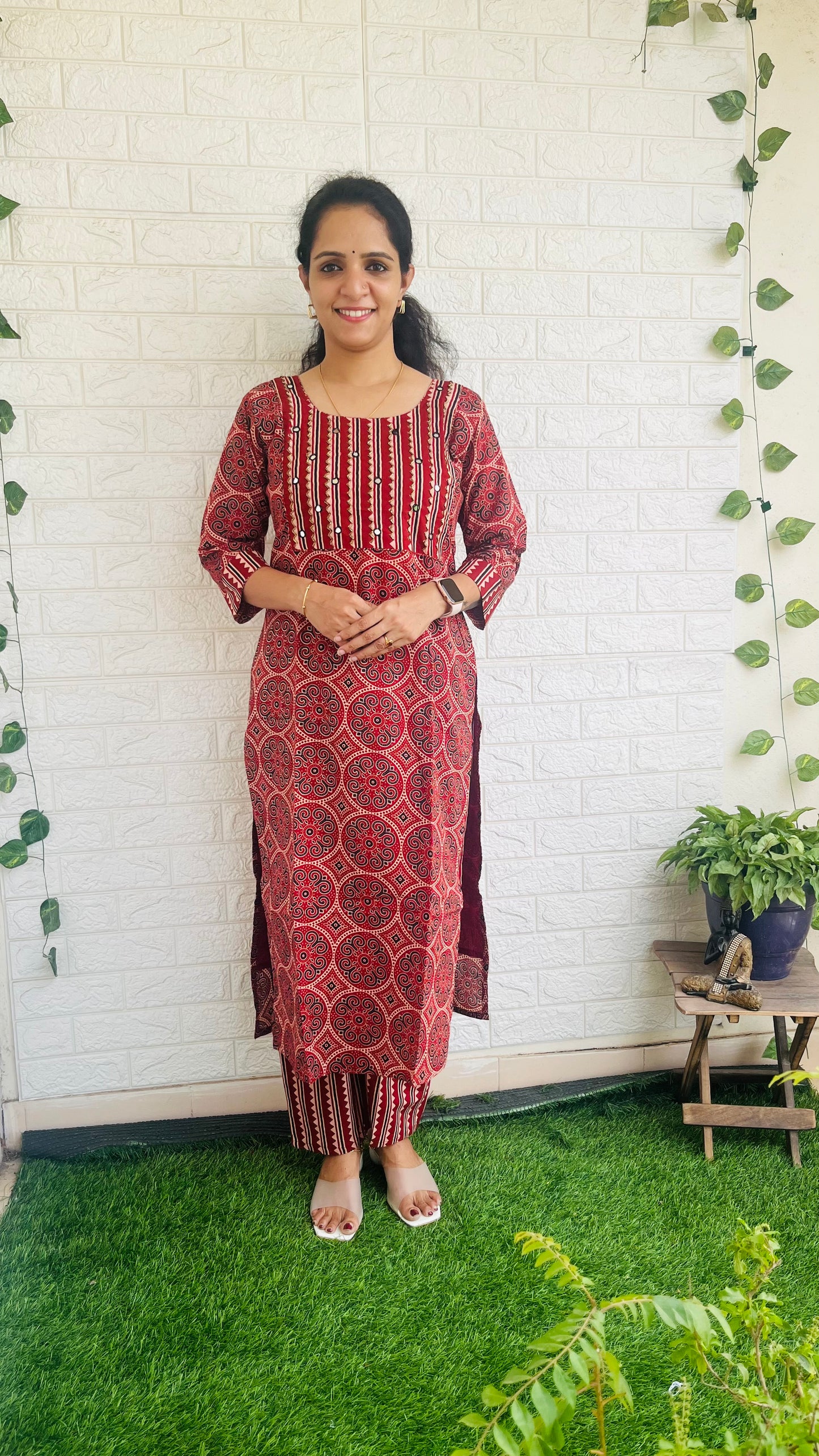 Ajrakh Kurti Pant Set