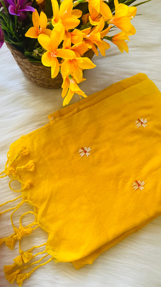 Parijatham: yellow handloom saree