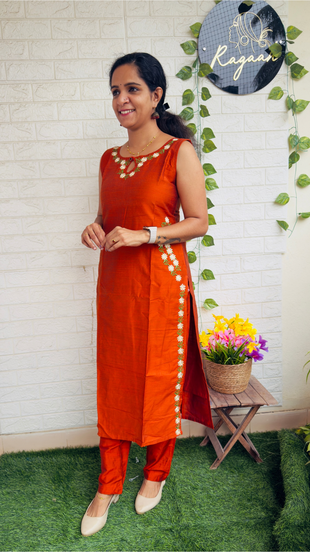 Beautiful Slub Cotton Cord Set Orange RG885