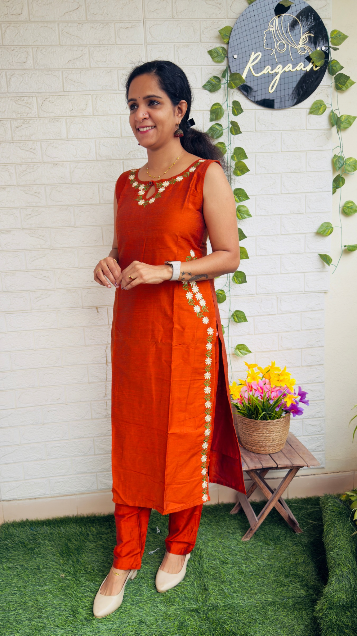 Beautiful Slub Cotton Cord Set Orange RG885