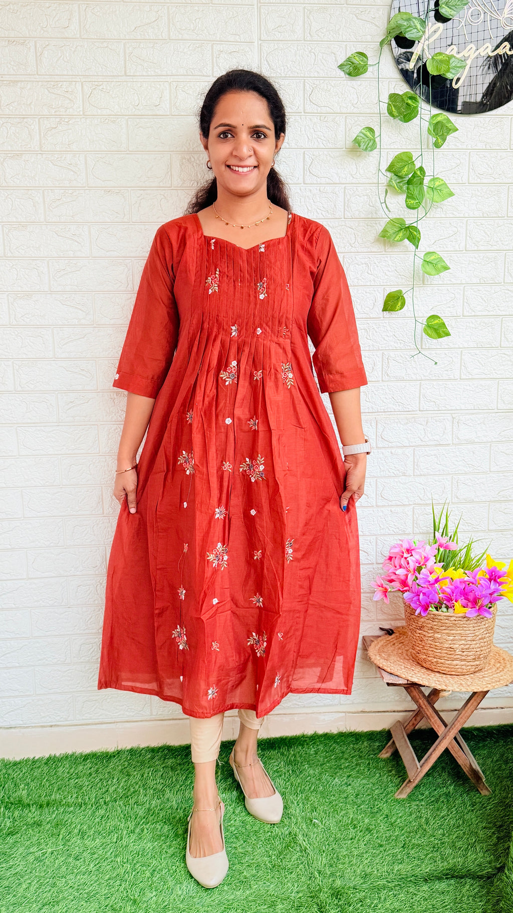 Mul Chandheri Embroidery Aline Frock RG877