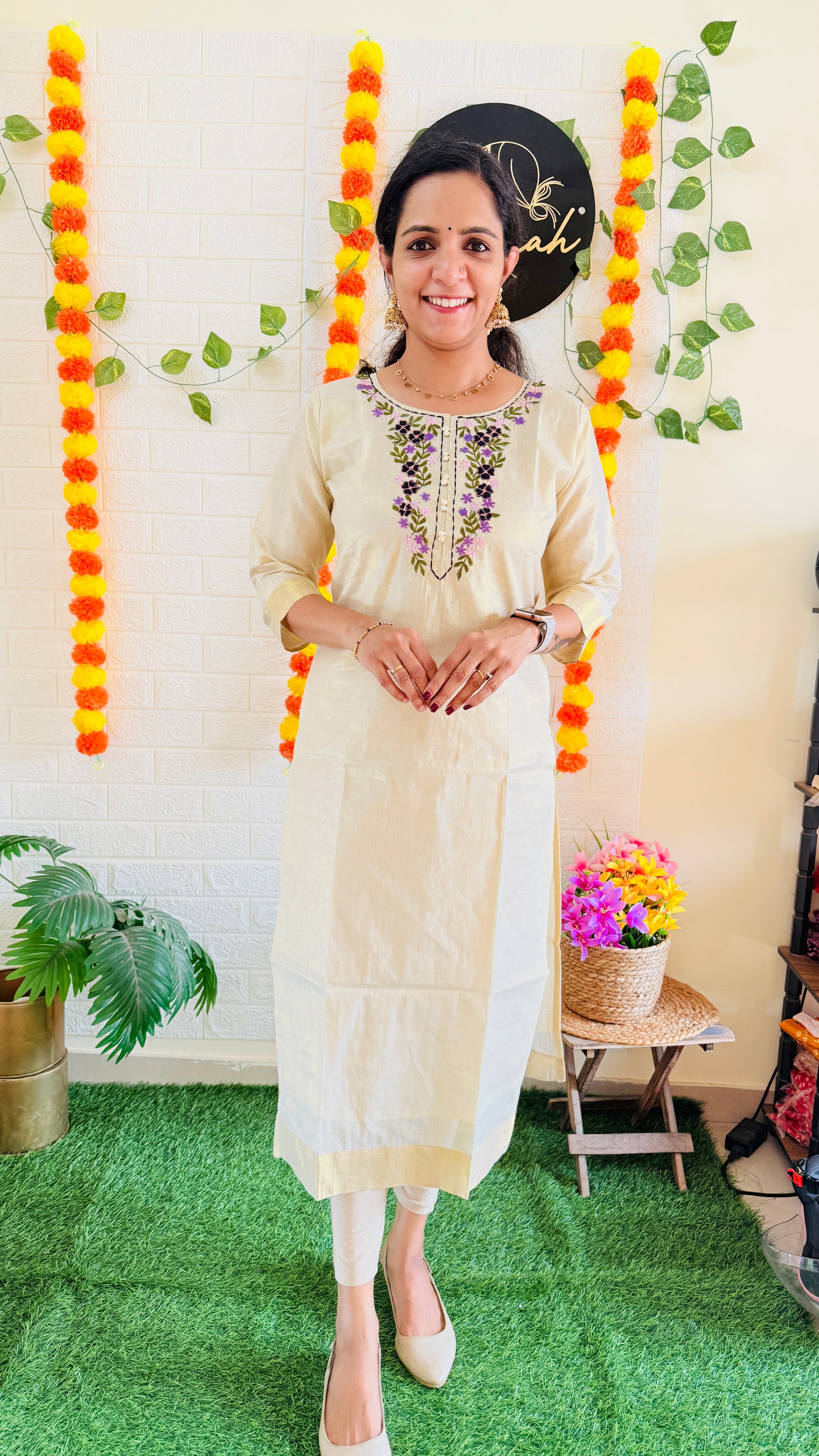 Vishu Collection Flower Embroidery