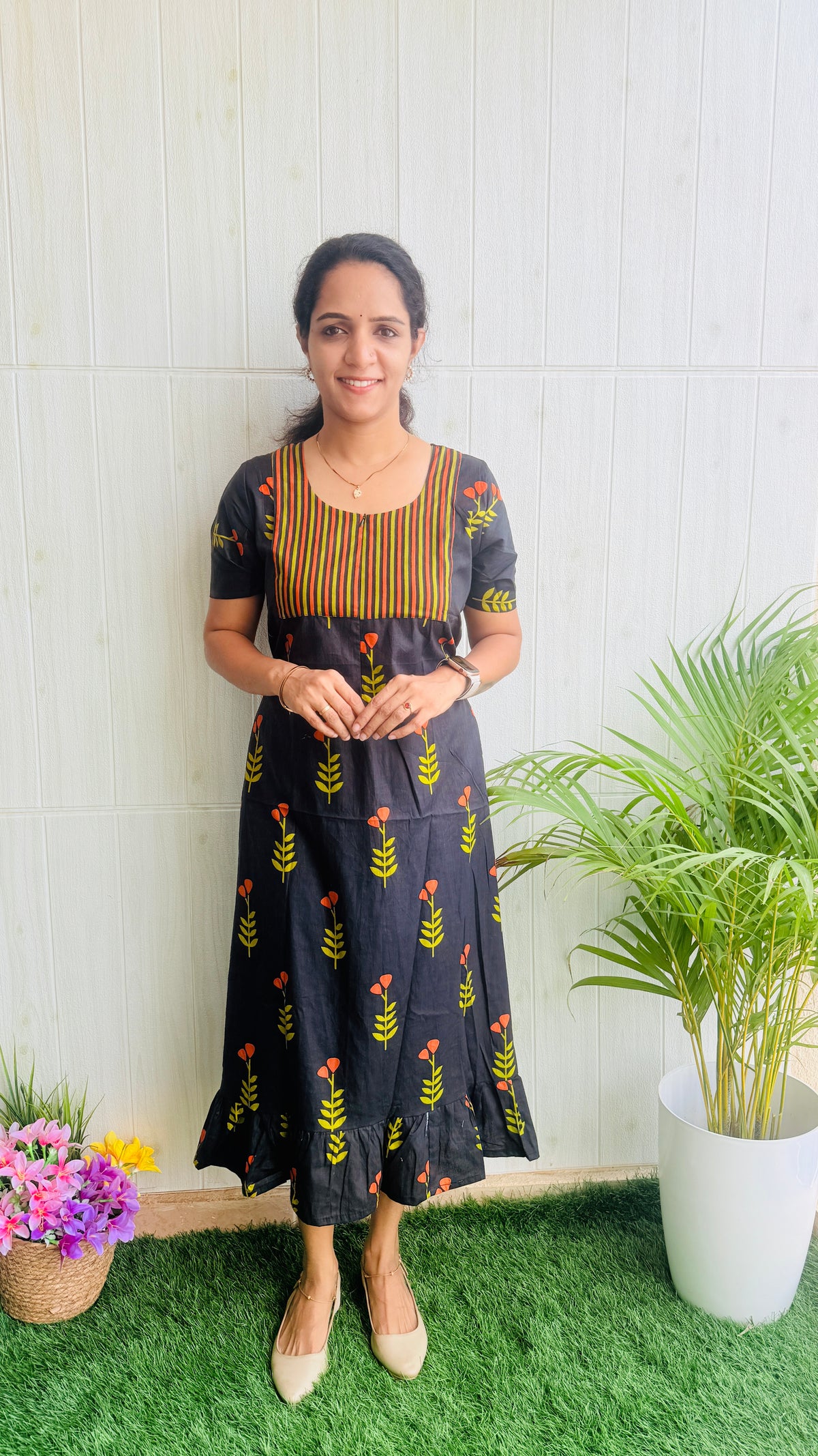 Feeding Black Blossom Frock RG1009