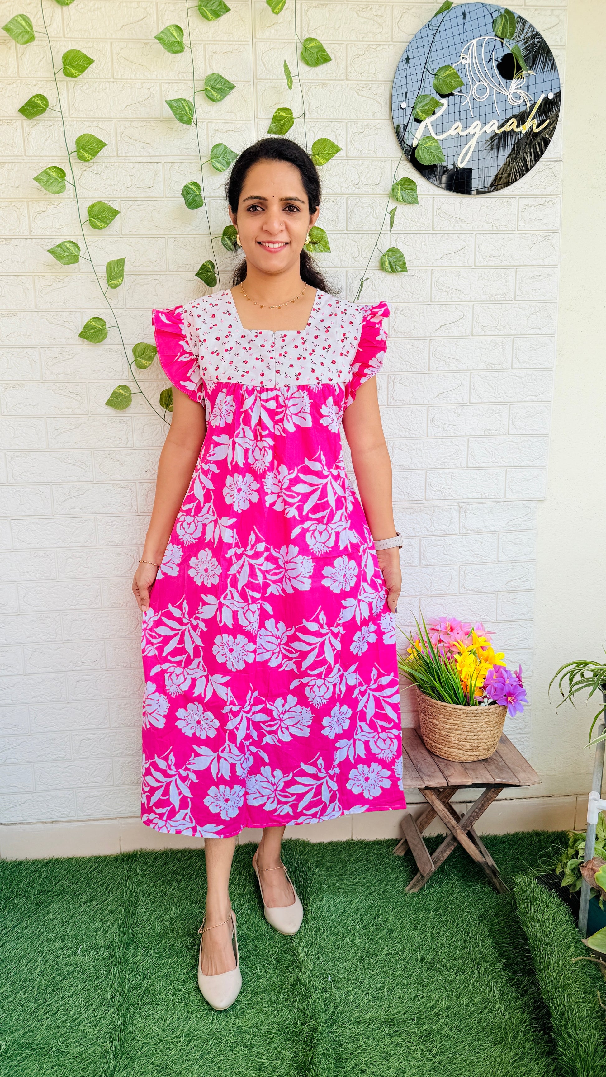 Cotton Feeding Frock RG865 Pink